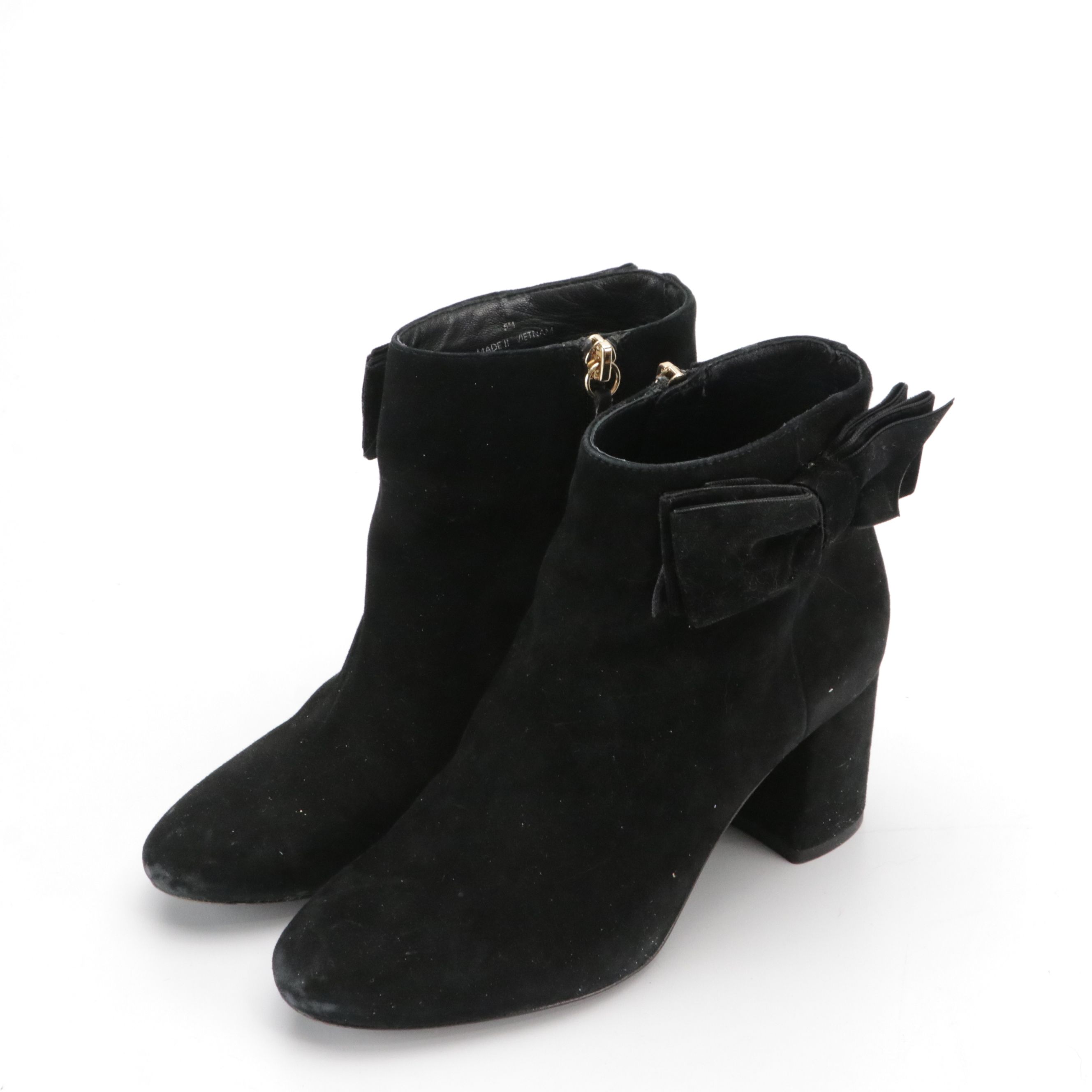 Coach Salene Black Leather Ankle Booties and Kate Spade Holly Suede Bow Boots
