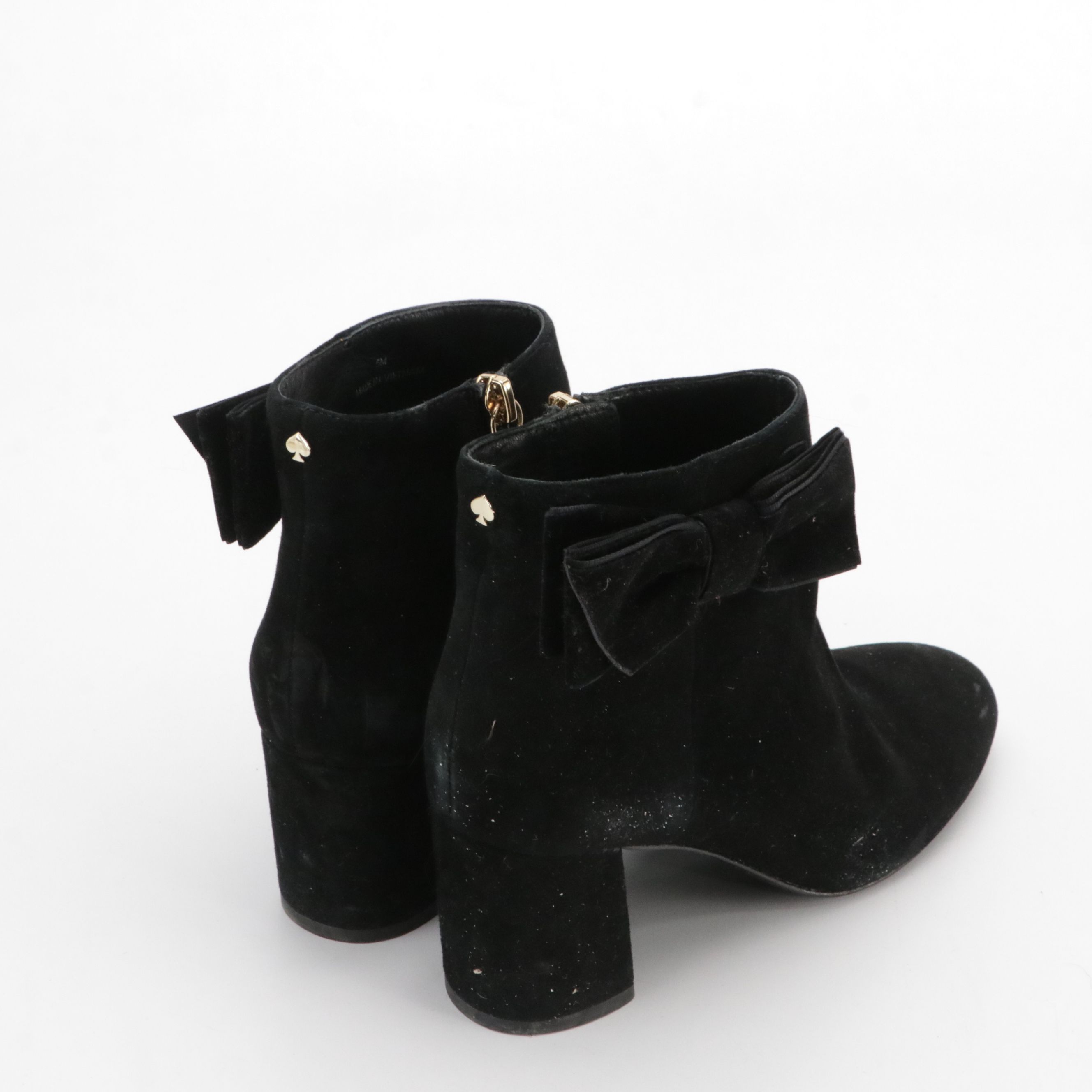Coach Salene Black Leather Ankle Booties and Kate Spade Holly Suede Bow Boots