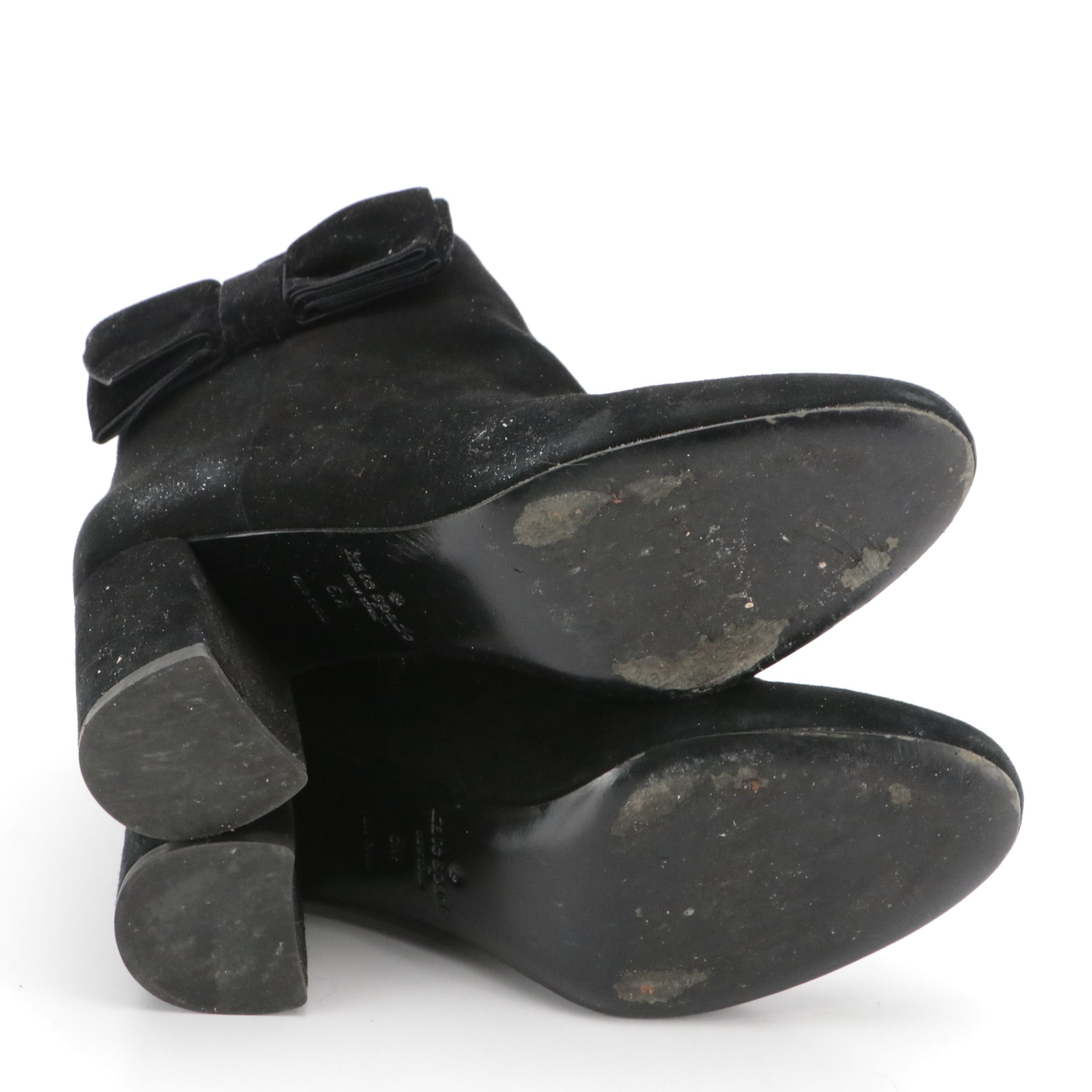 Coach Salene Black Leather Ankle Booties and Kate Spade Holly Suede Bow Boots