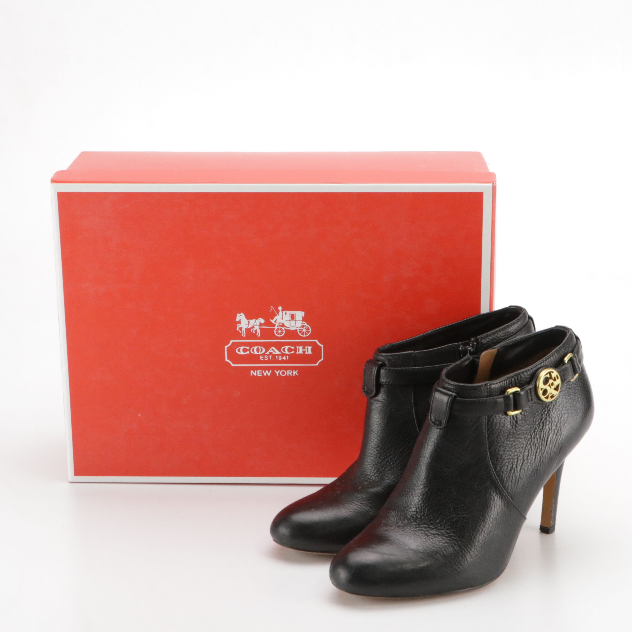 Coach Salene Black Leather Ankle Booties and Kate Spade Holly Suede Bow Boots