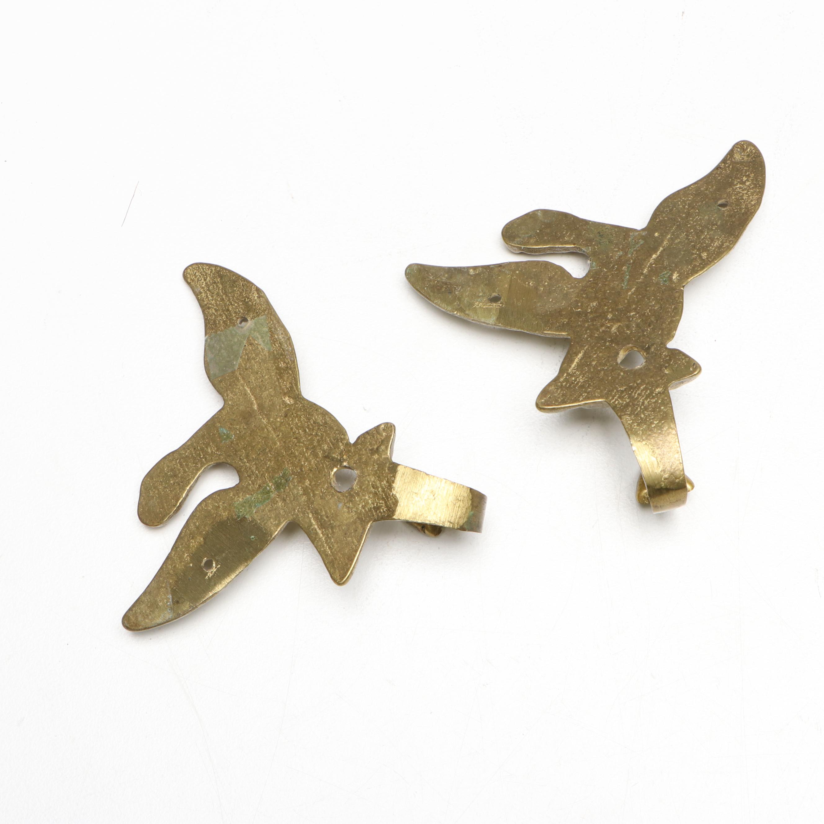 Solid Brass Trivet with Vintage Eagle-Shaped Hooks, Mid to Late 20th C.