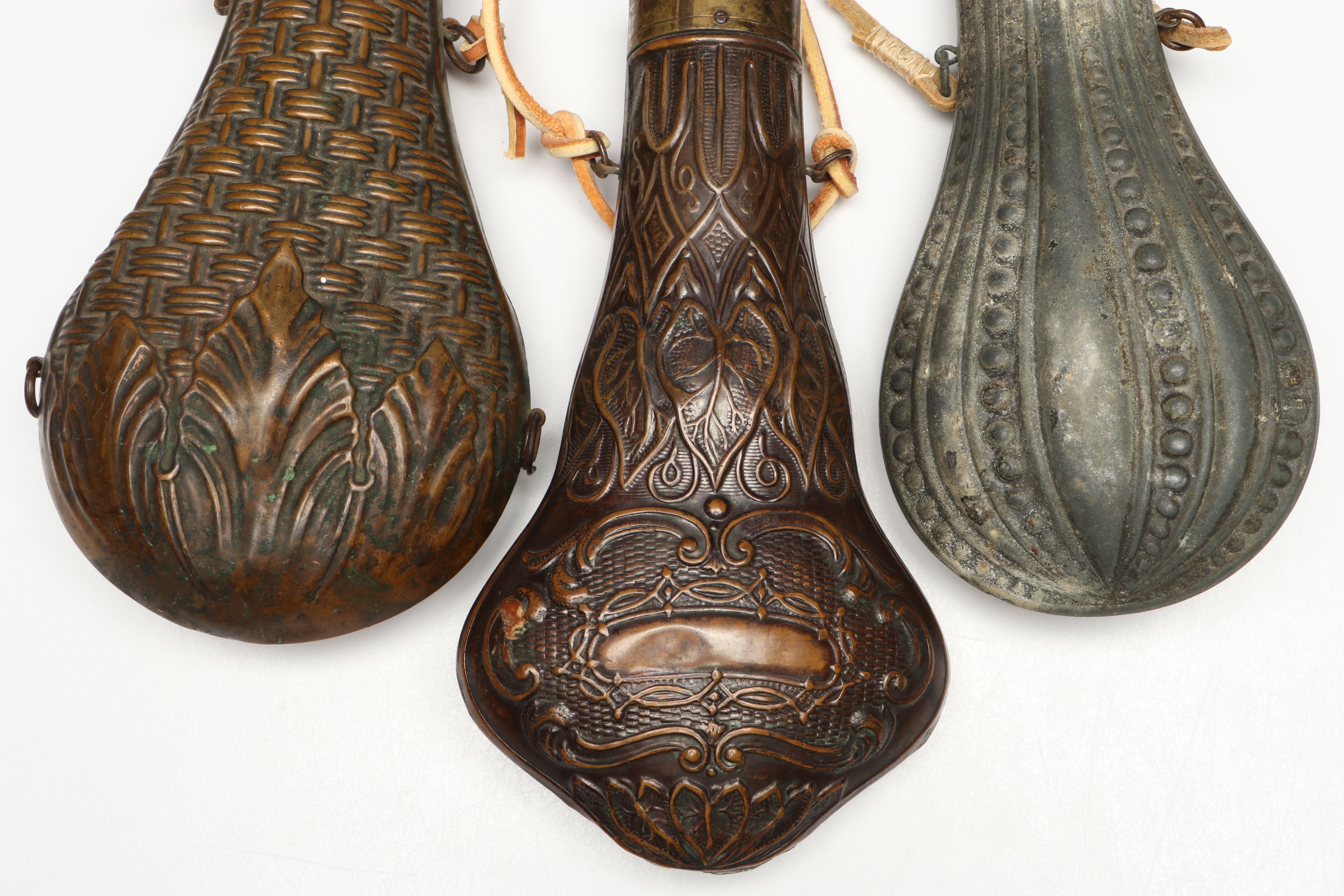 Antique Metal Powder Flasks