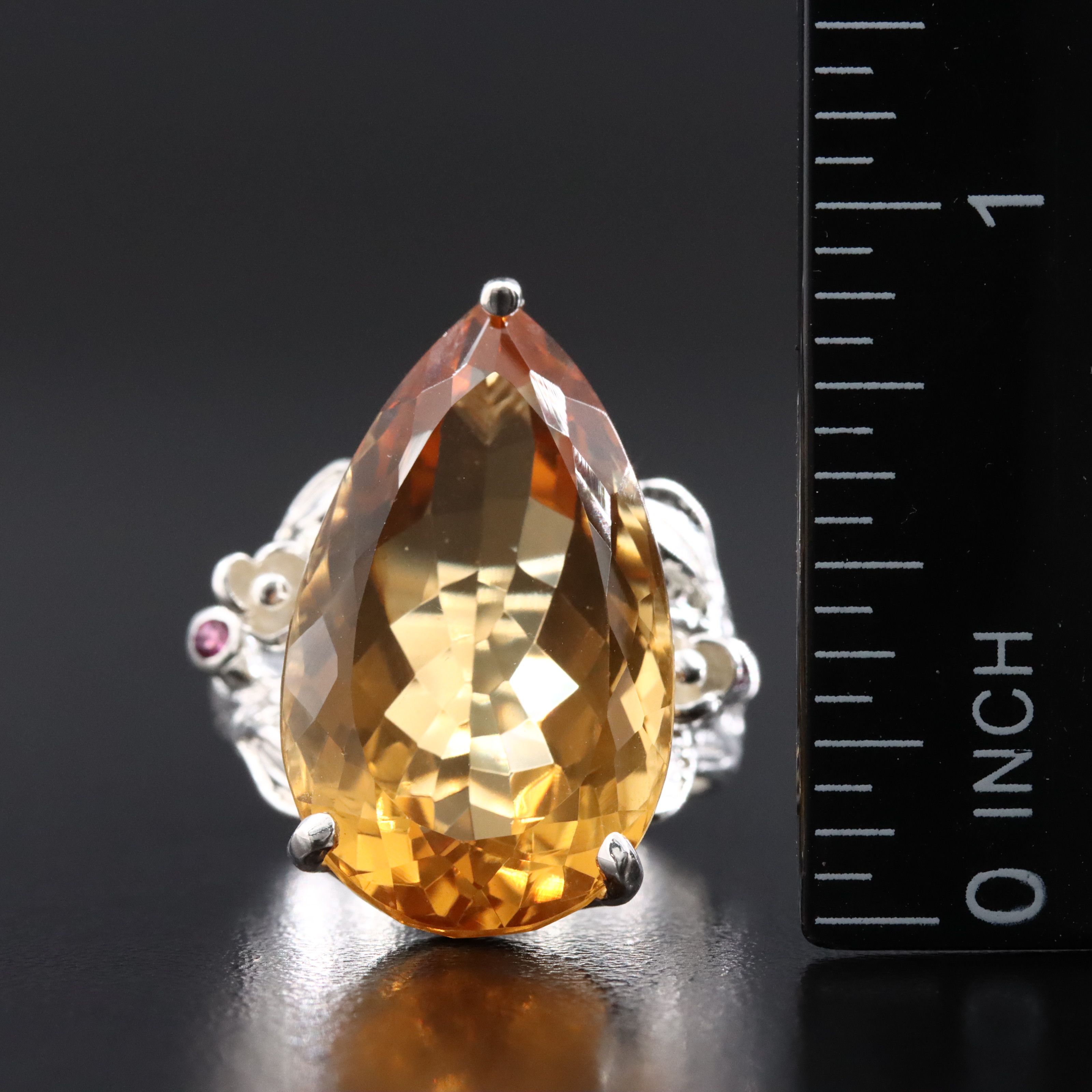 Sterling Citrine and Garnet Ring
