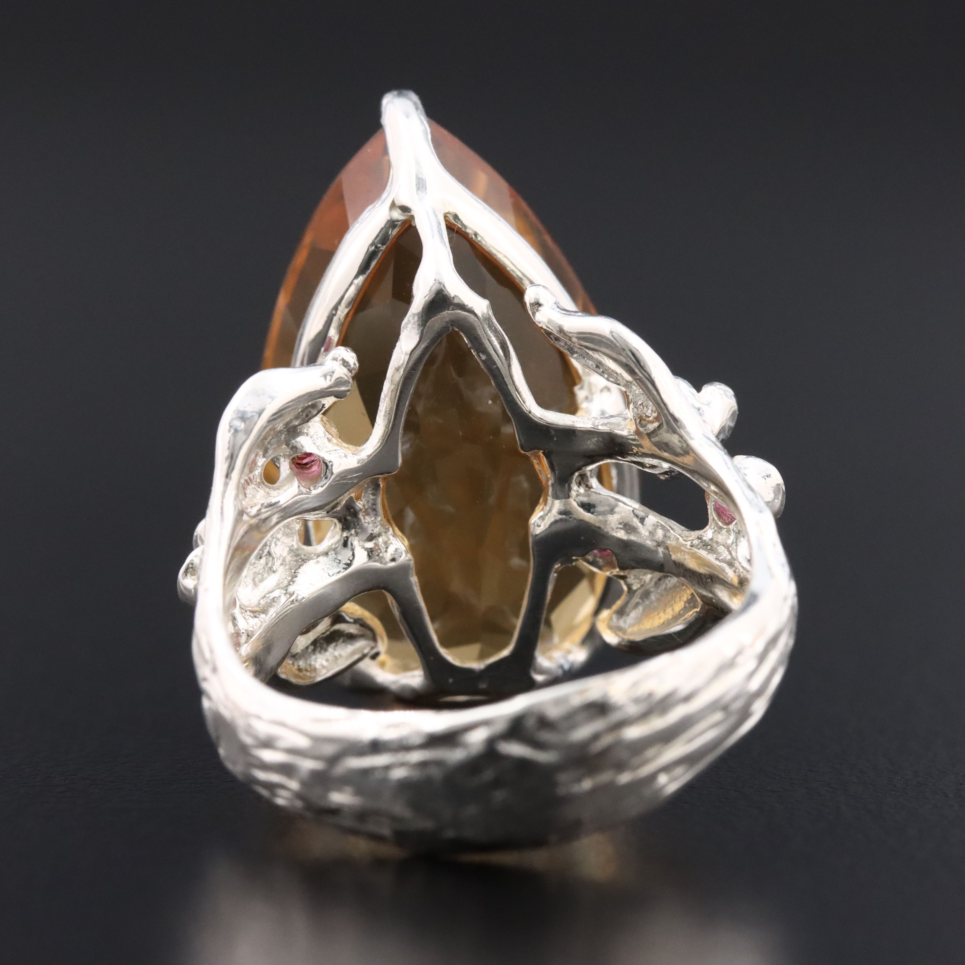 Sterling Citrine and Garnet Ring