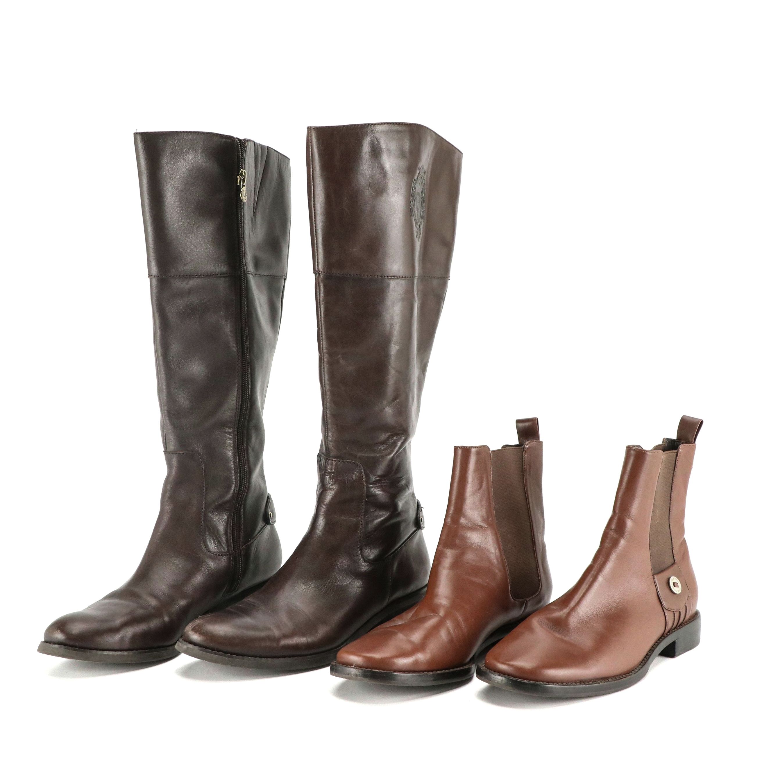 Cole Haan Leather Ankle Boots and Etienne Aigner Knee-High Leather Boots
