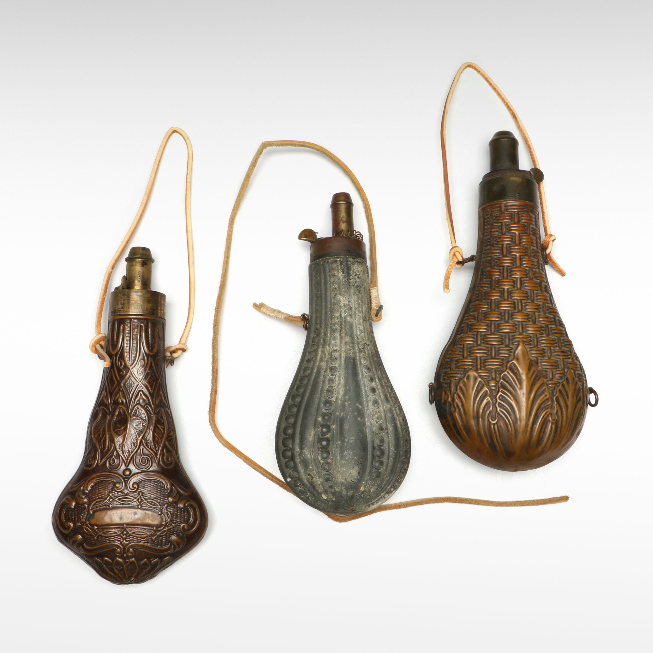 Antique Metal Powder Flasks