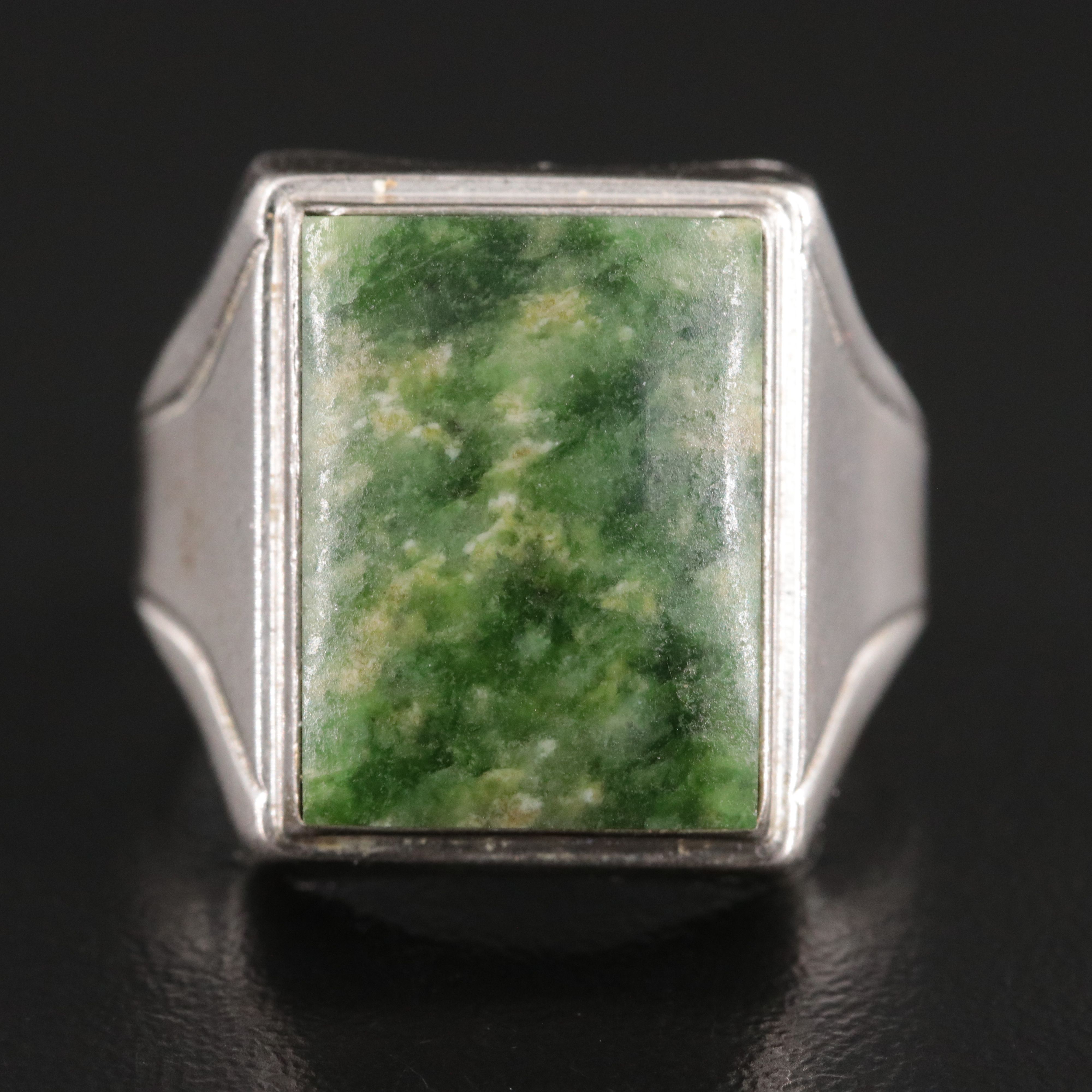 Vintage Sterling Nephrite Ring
