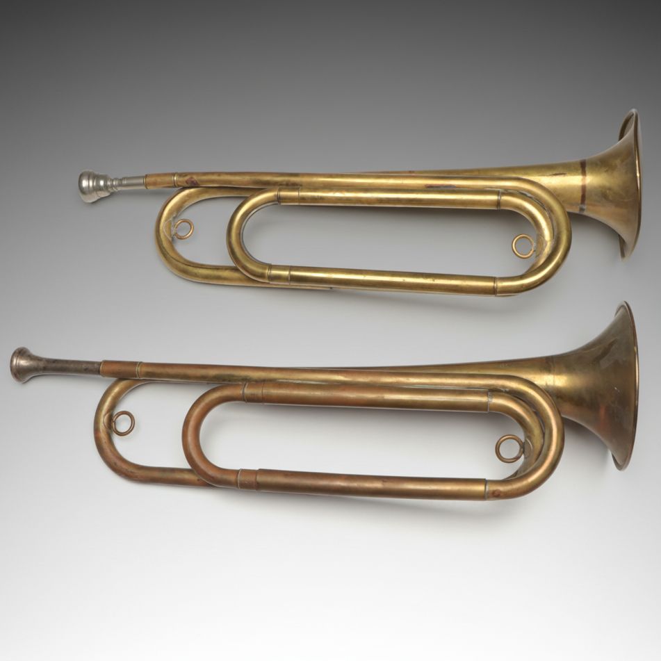 Silvertone and Lorenzo Sanzone U.S Regulation Brass Bugles