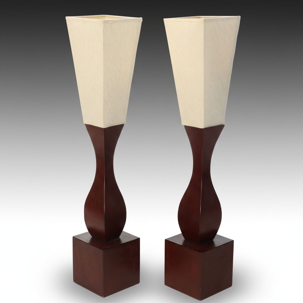 Pair of Modern Torchiere Table Lamps