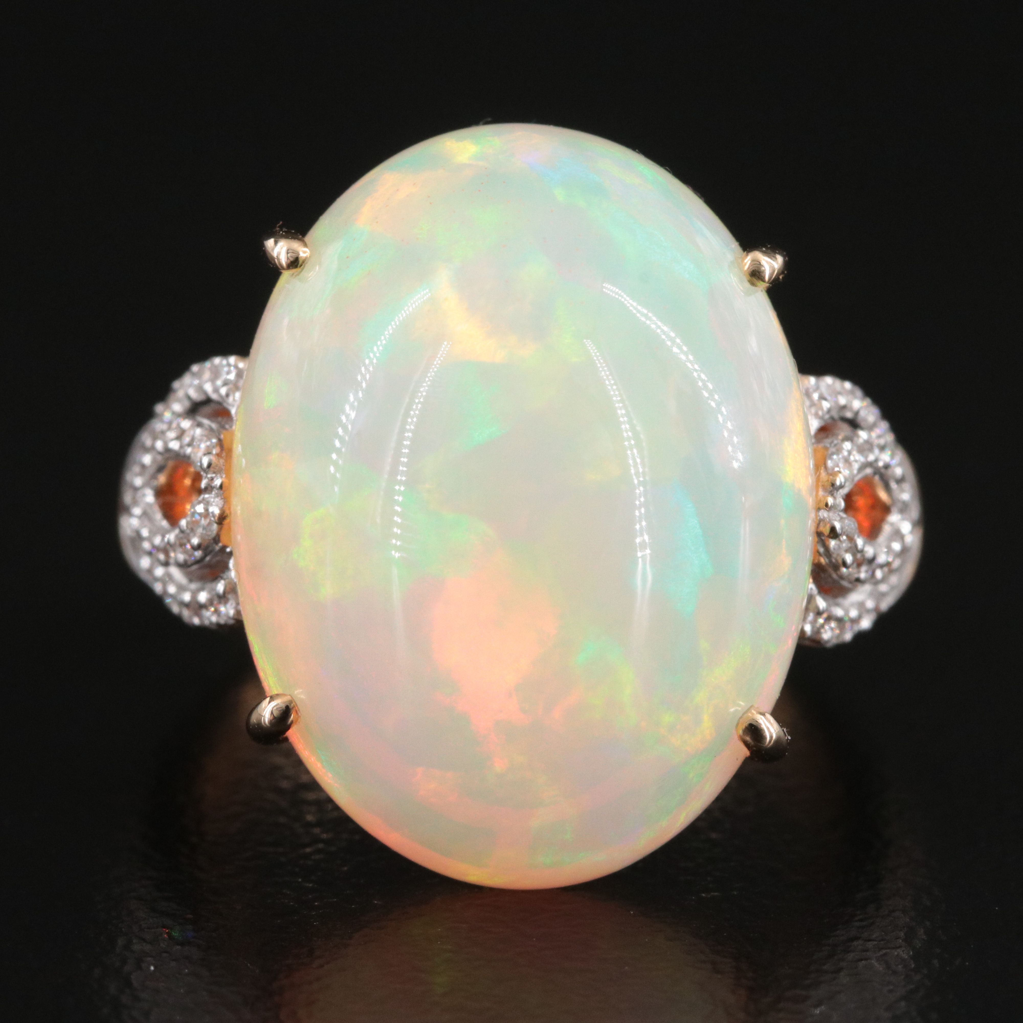 14K 13.62 CT Opal and Diamond Ring