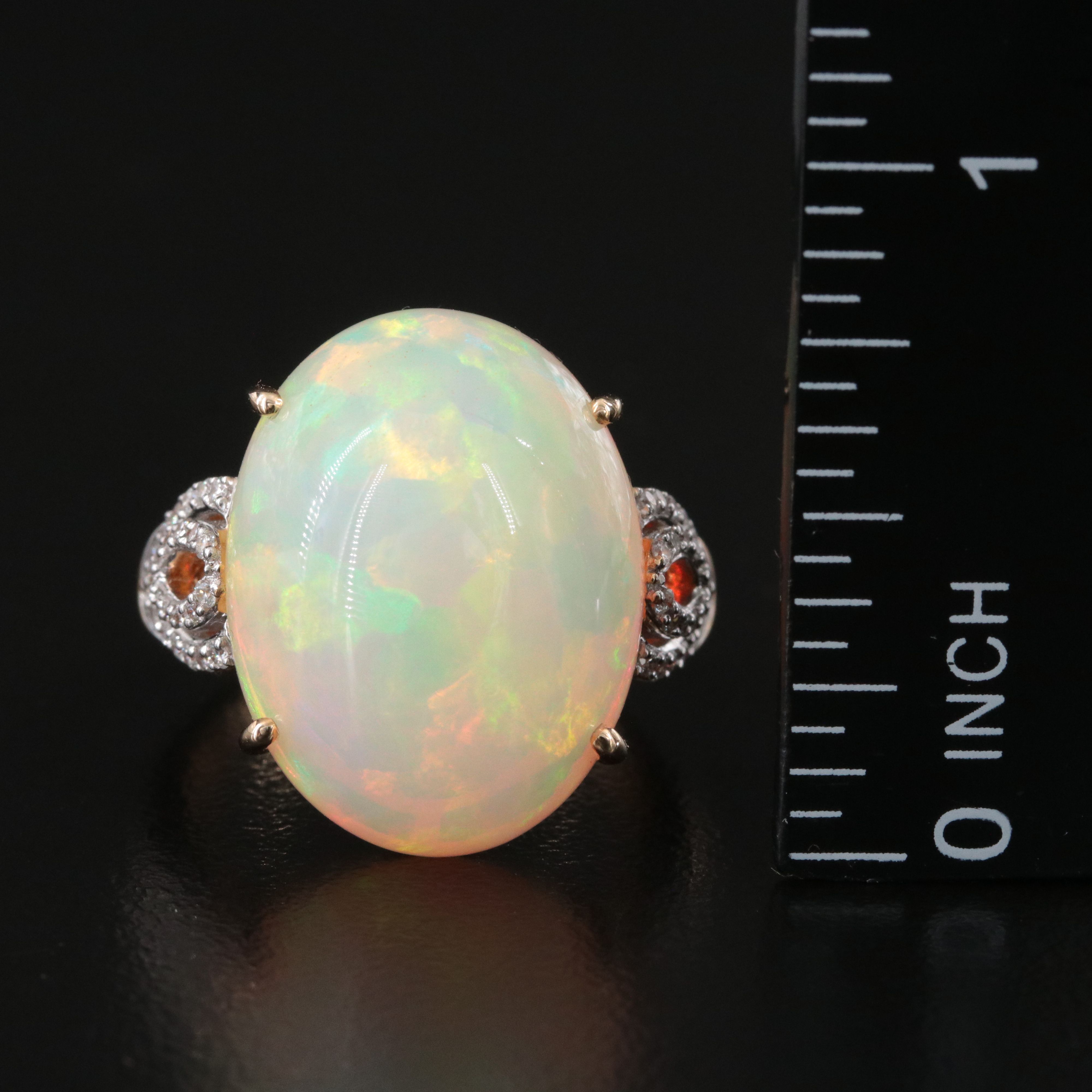 14K 13.62 CT Opal and Diamond Ring