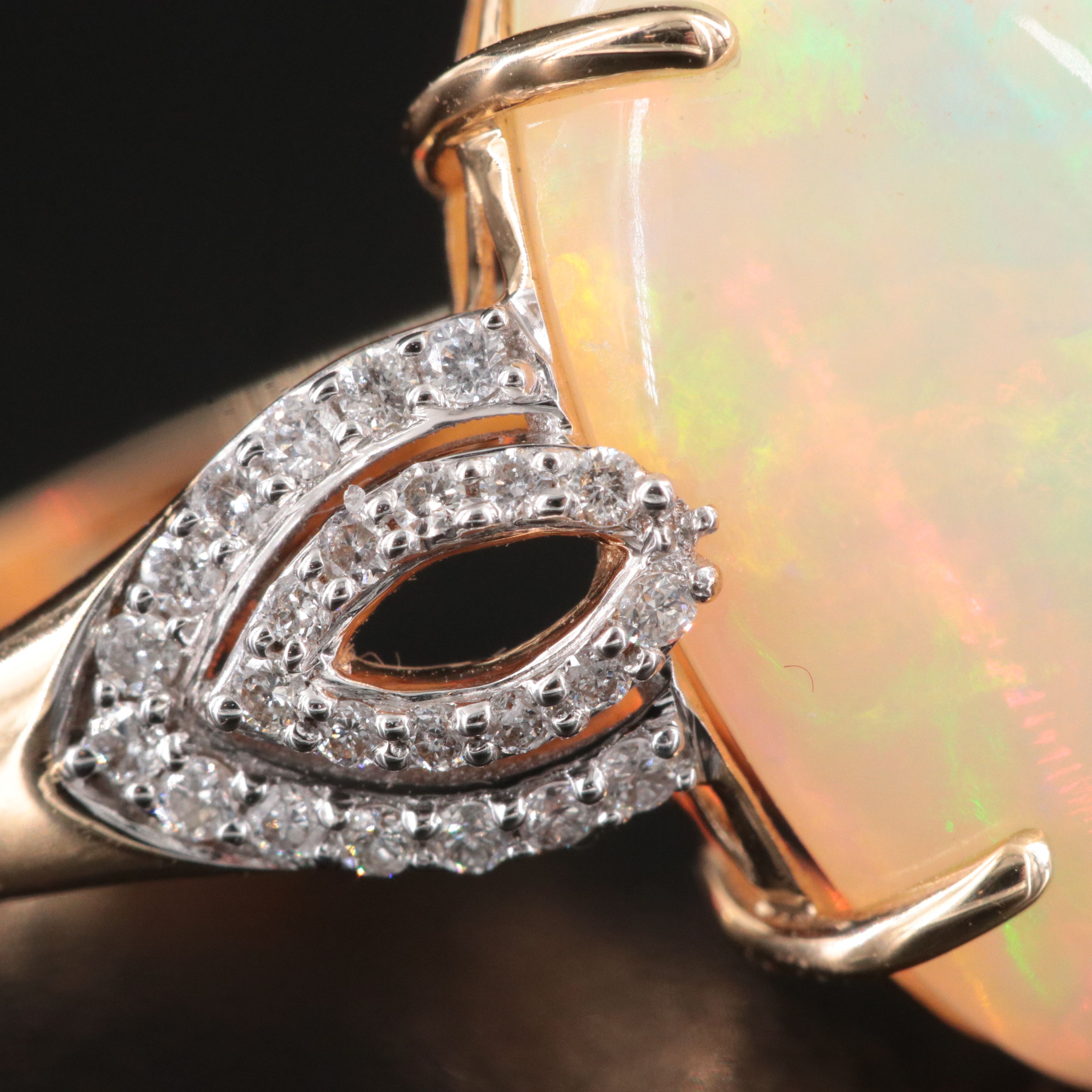 14K 13.62 CT Opal and Diamond Ring