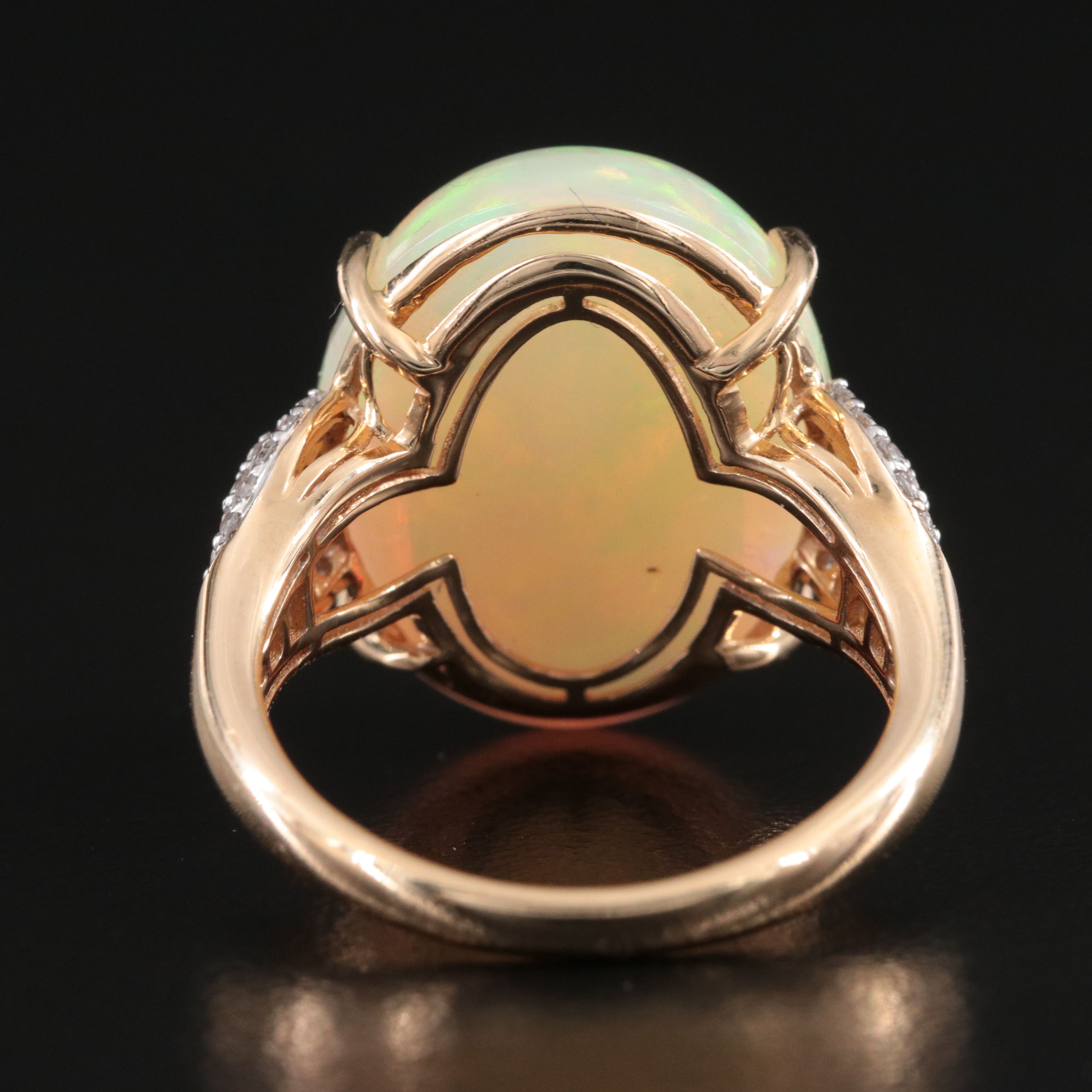 14K 13.62 CT Opal and Diamond Ring