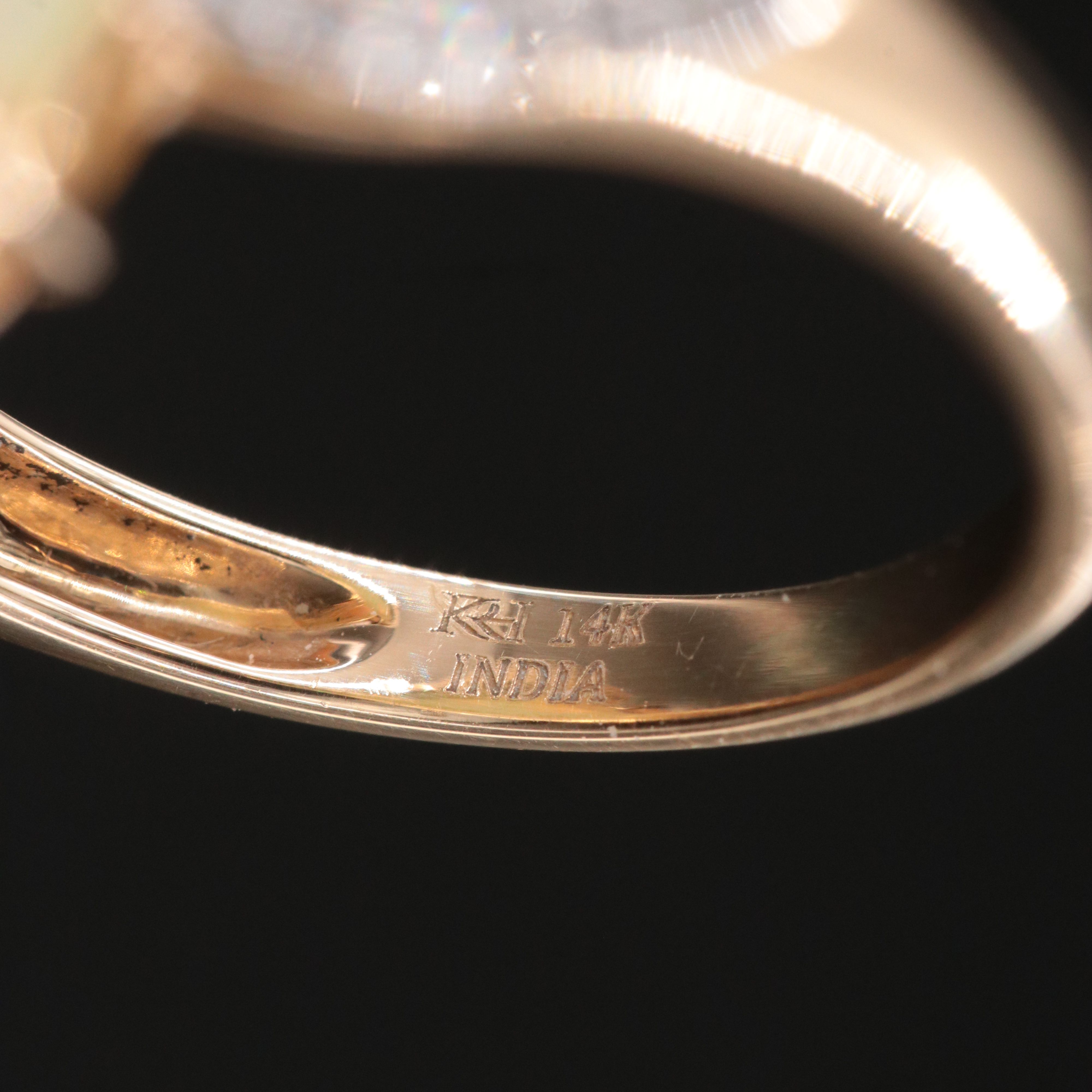 14K 13.62 CT Opal and Diamond Ring