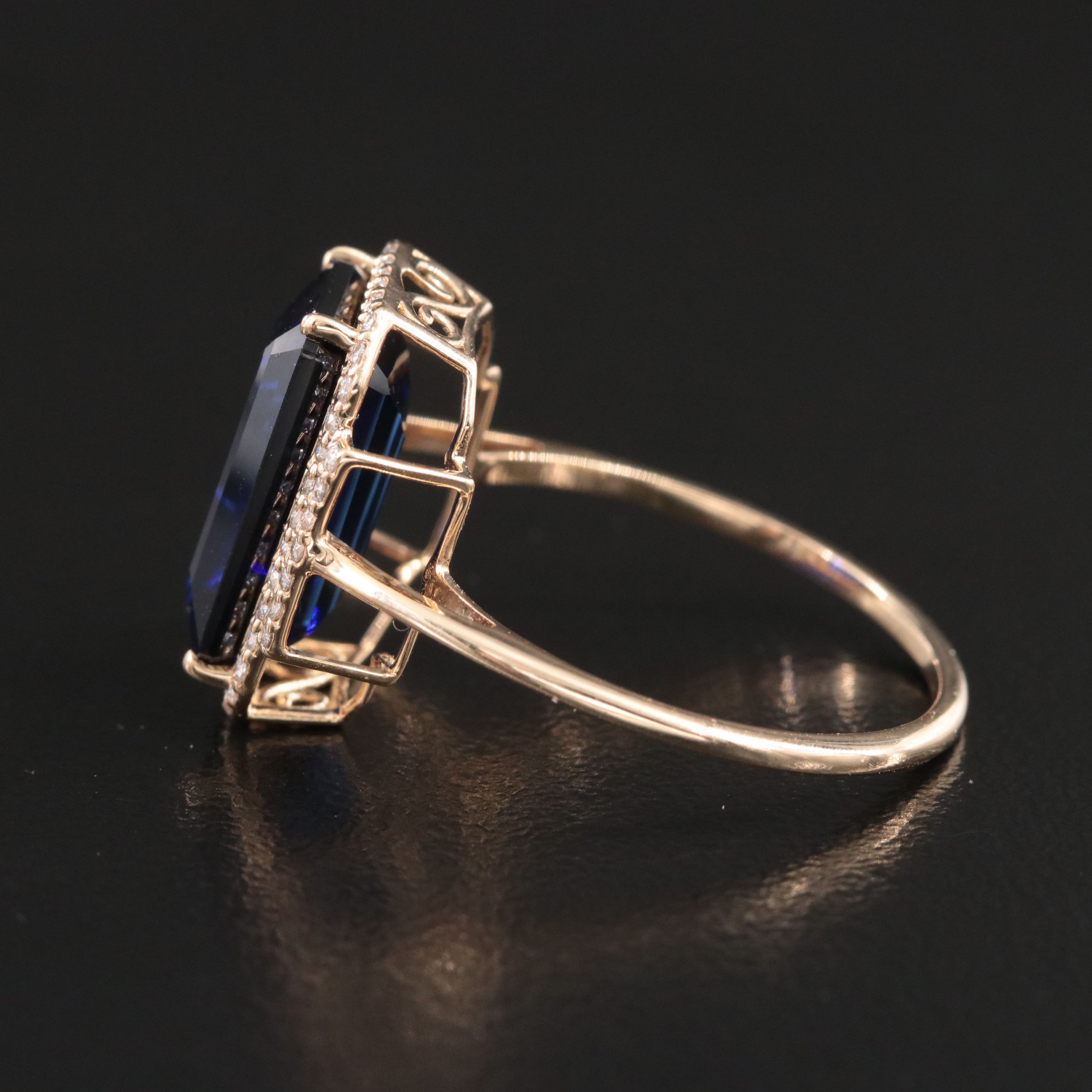 14K 4.98 CT Lab Grown Sapphire and Moissanite Ring