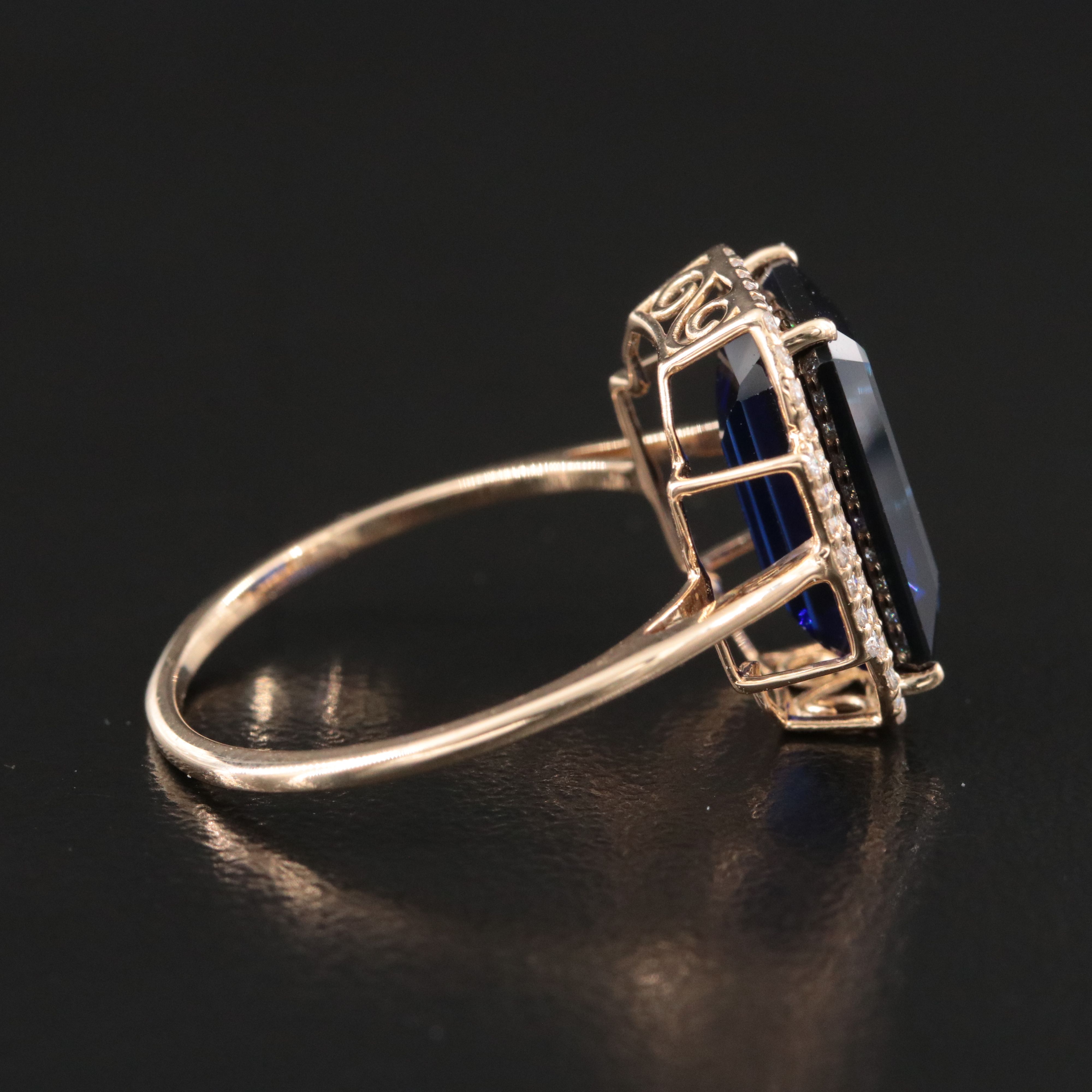 14K 4.98 CT Lab Grown Sapphire and Moissanite Ring