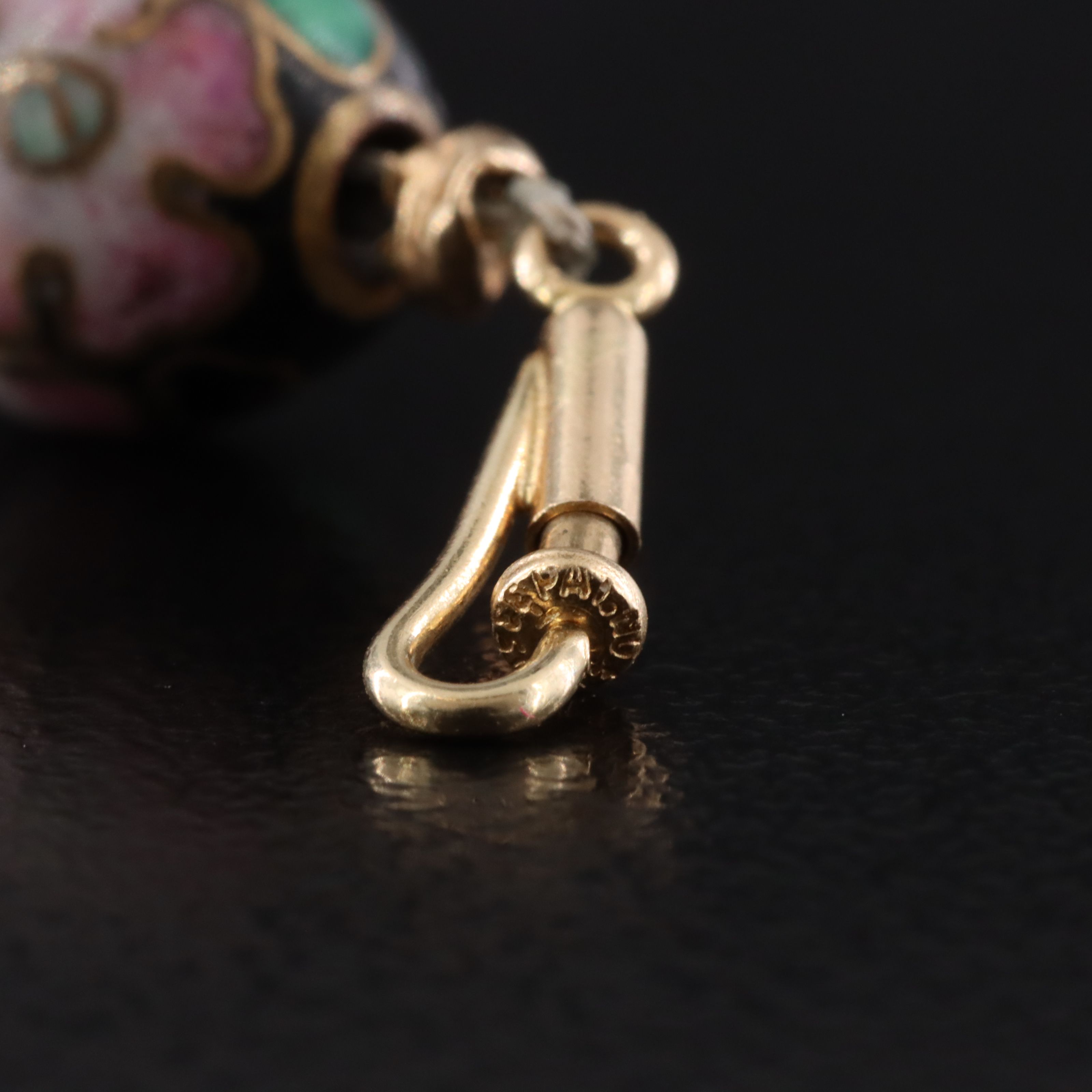 14K and Cloisonné Enamel Floral Bead Bracelet