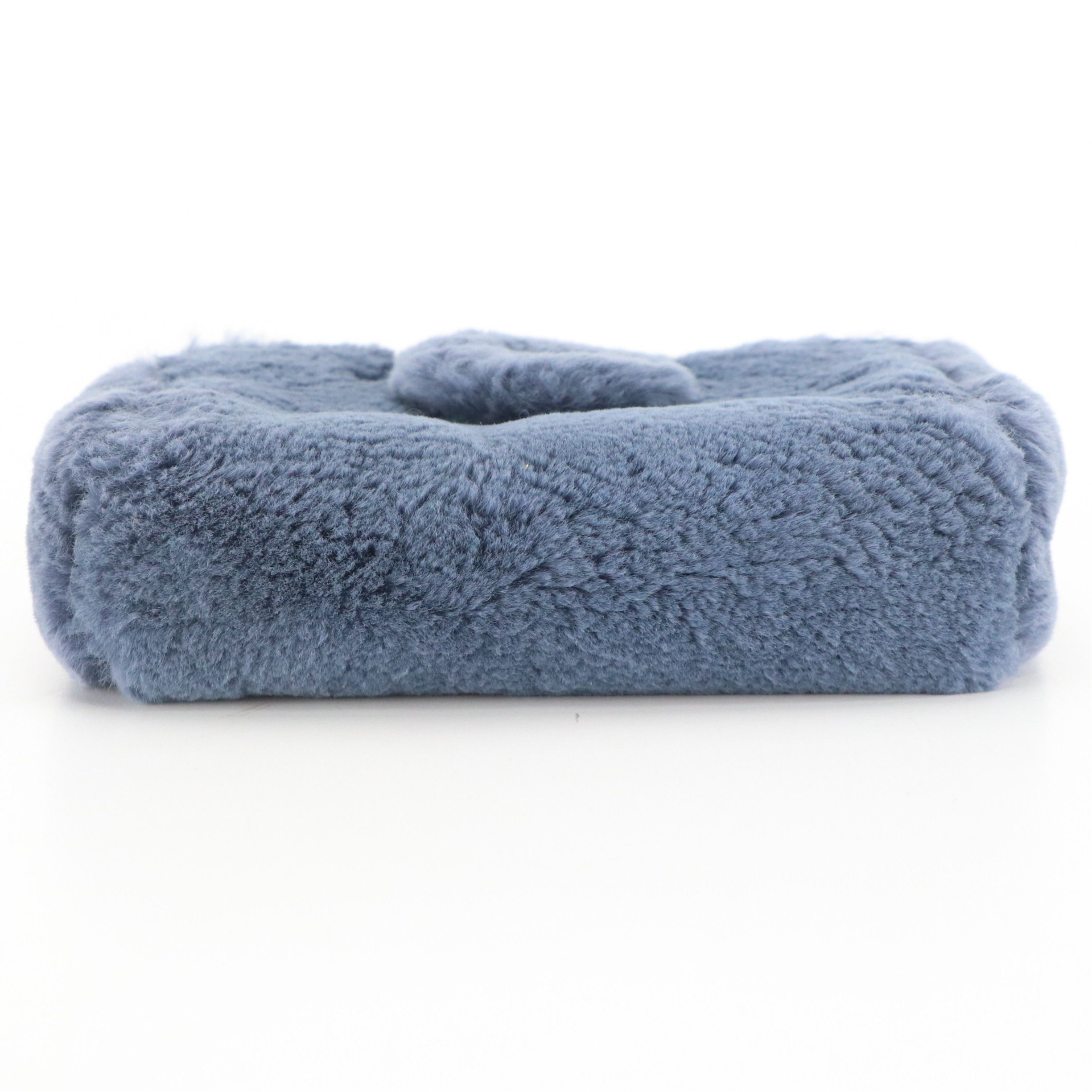 Chanel Mini Pouch in Blue Sheared Rabbit Fur, With Box