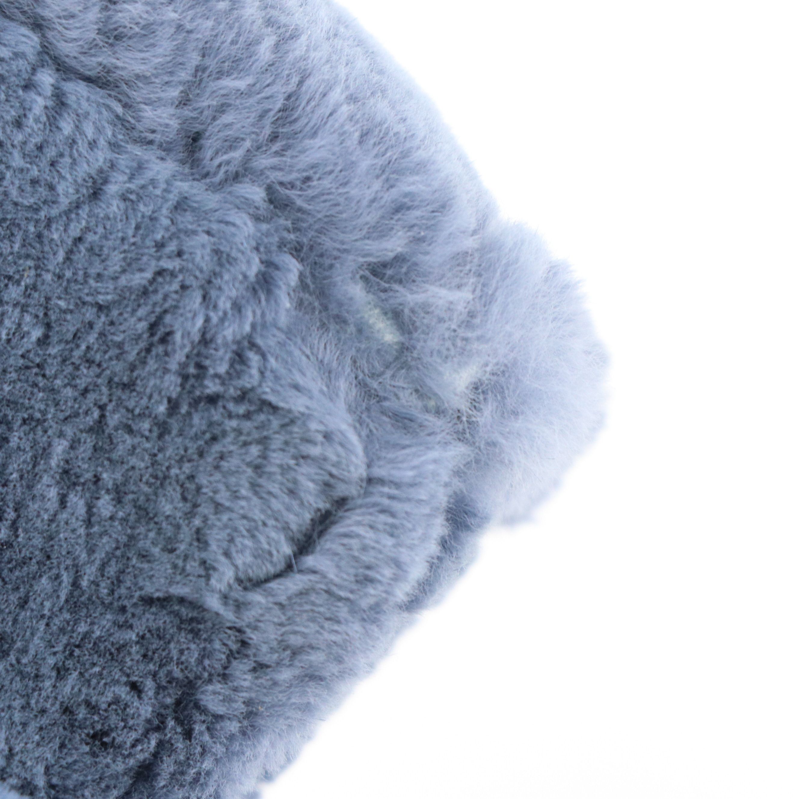 Chanel Mini Pouch in Blue Sheared Rabbit Fur, With Box