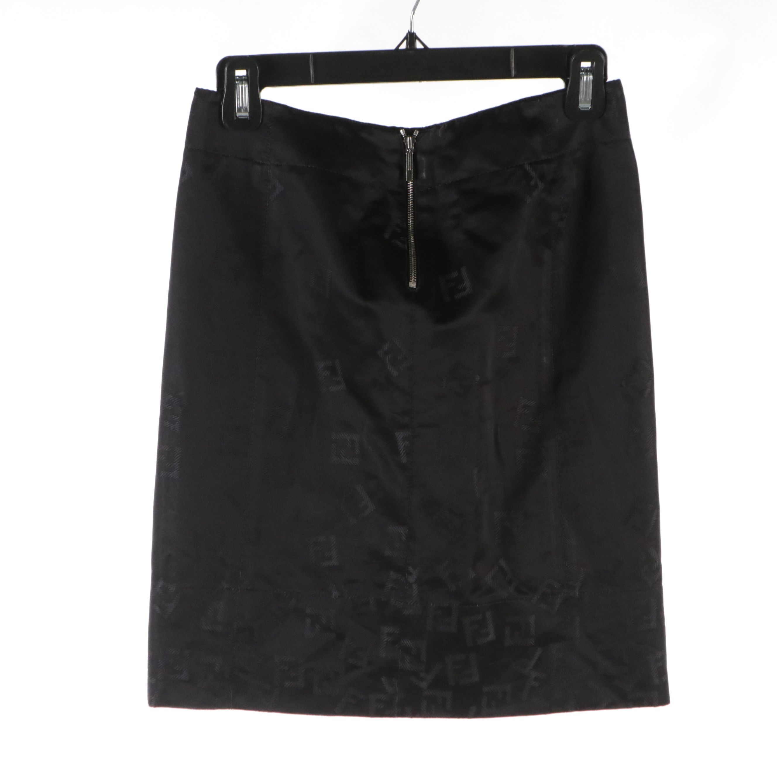 Fendi Black FF Logo Jacquard Pencil Skirt