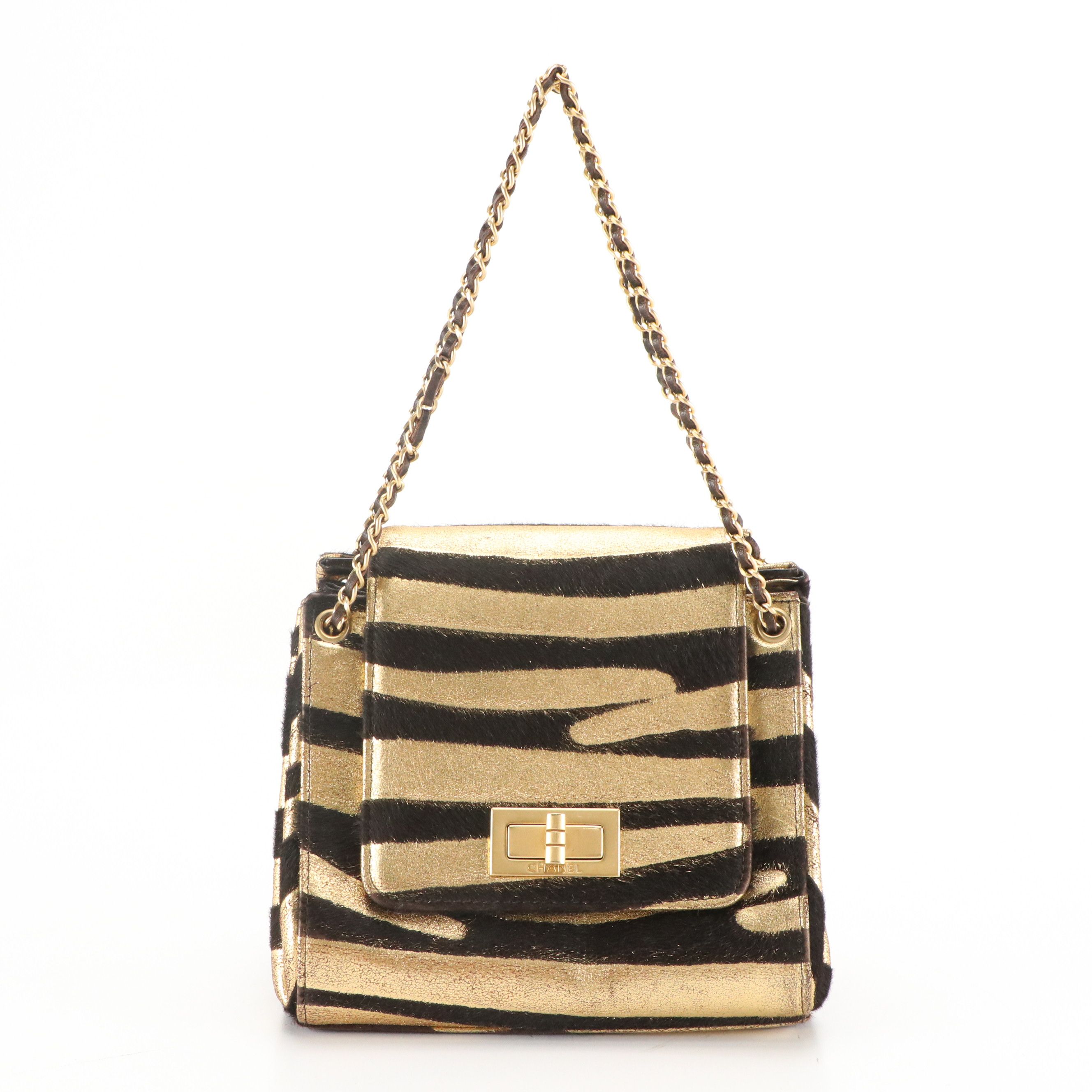 Chanel Mini Mademoiselle 2.55 Reissue Flap Bag in Metallic Zebra Print Pony Hair
