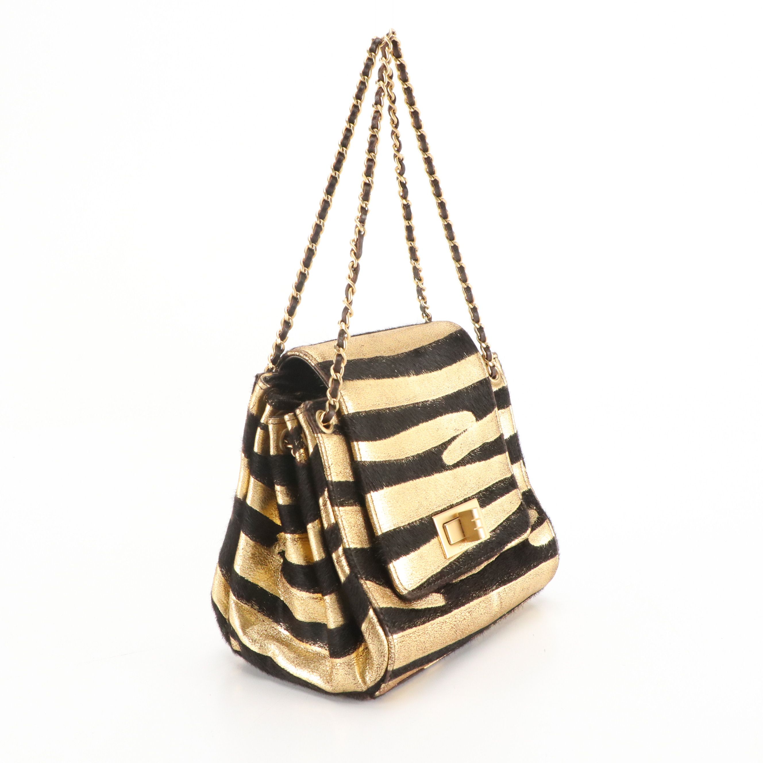 Chanel Mini Mademoiselle 2.55 Reissue Flap Bag in Metallic Zebra Print Pony Hair