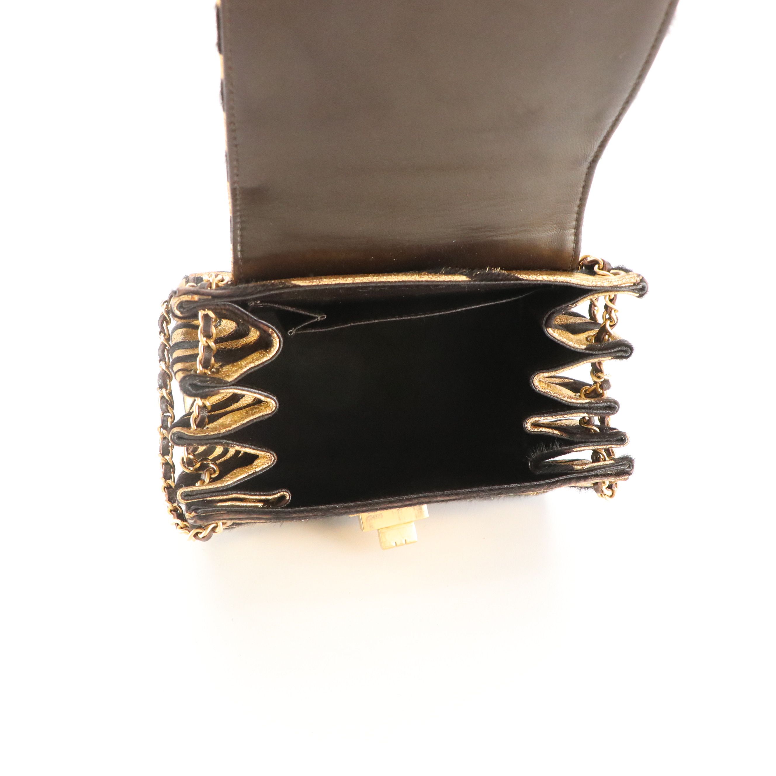 Chanel Mini Mademoiselle 2.55 Reissue Flap Bag in Metallic Zebra Print Pony Hair