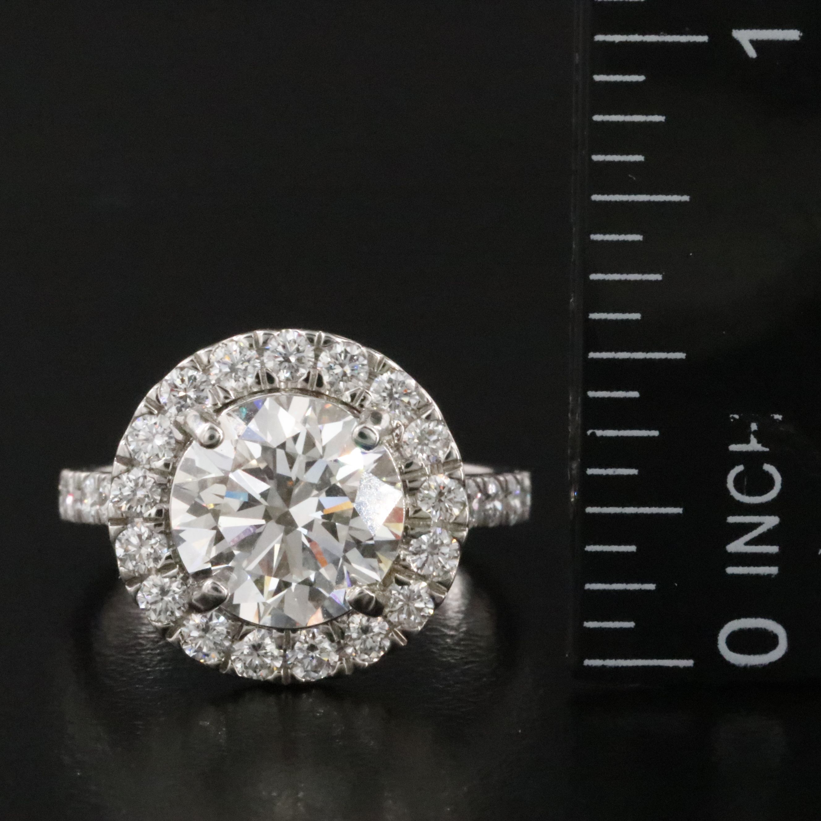 Platinum 3.86 CTW Lab Grown Diamond Halo Ring with IGI Report