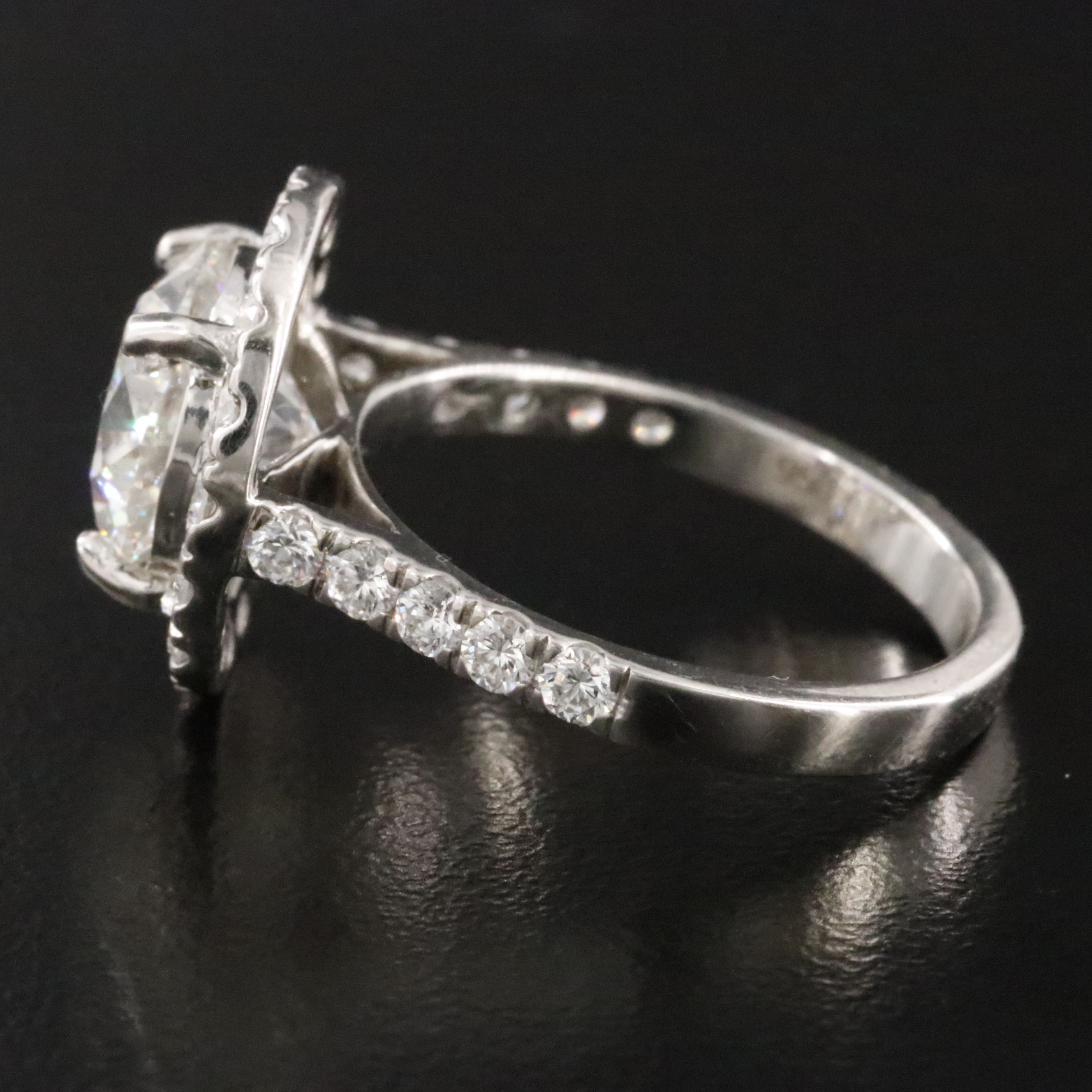 Platinum 3.86 CTW Lab Grown Diamond Halo Ring with IGI Report