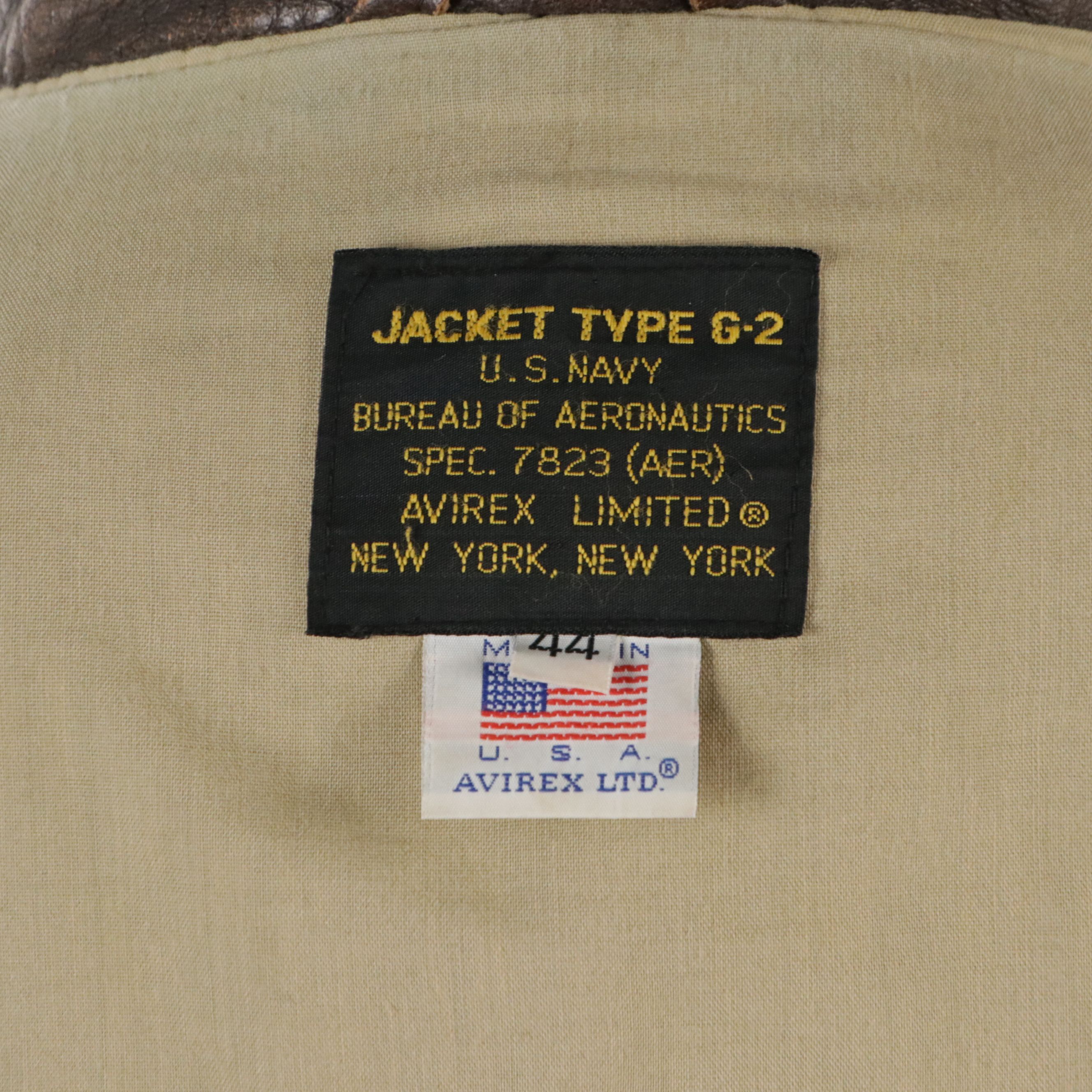 Men's Avirex Reproduction USN G-2 Leather Flight Jacket