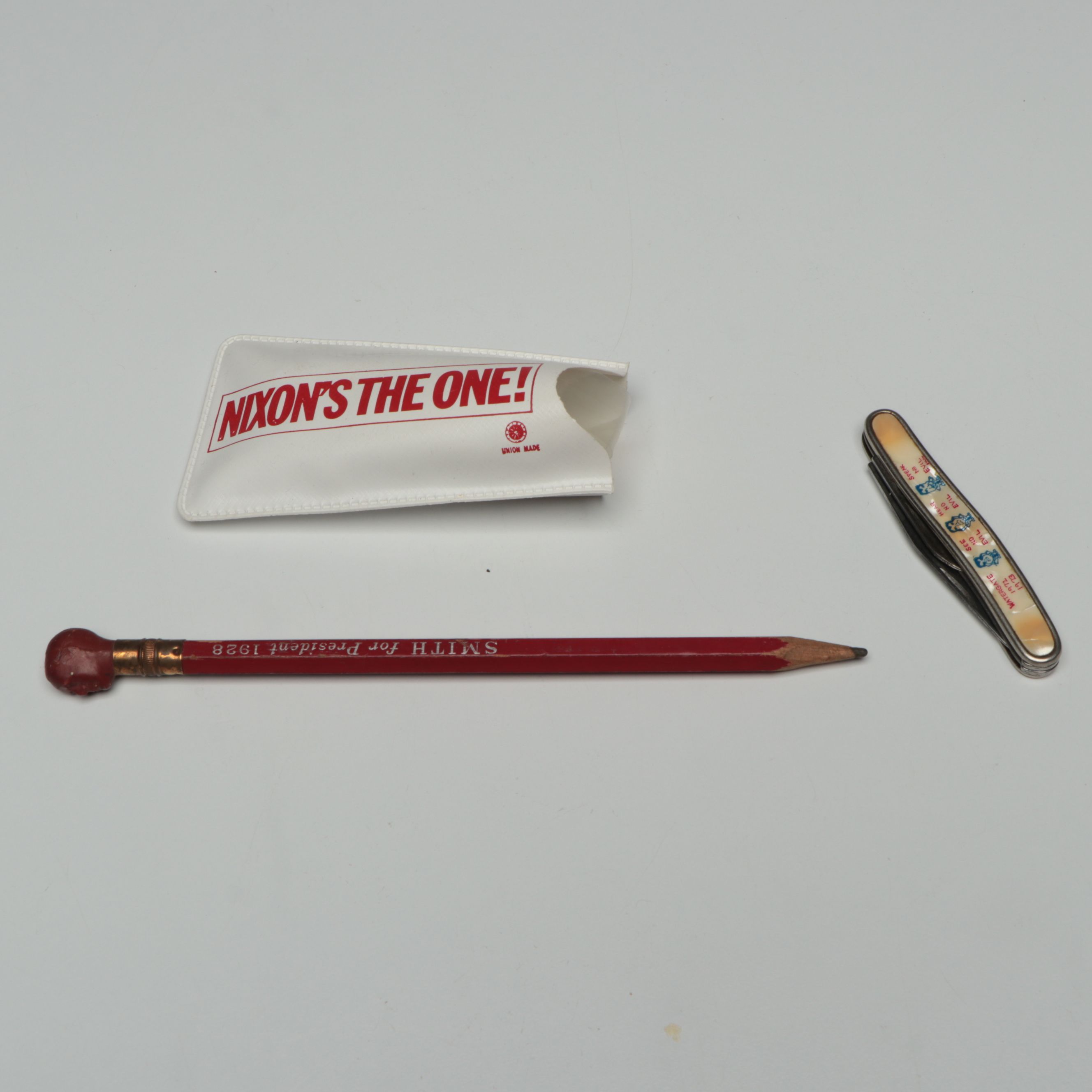 Al Smith for President Pencil, Watergate Pocket Knife, Nixon Masks and More