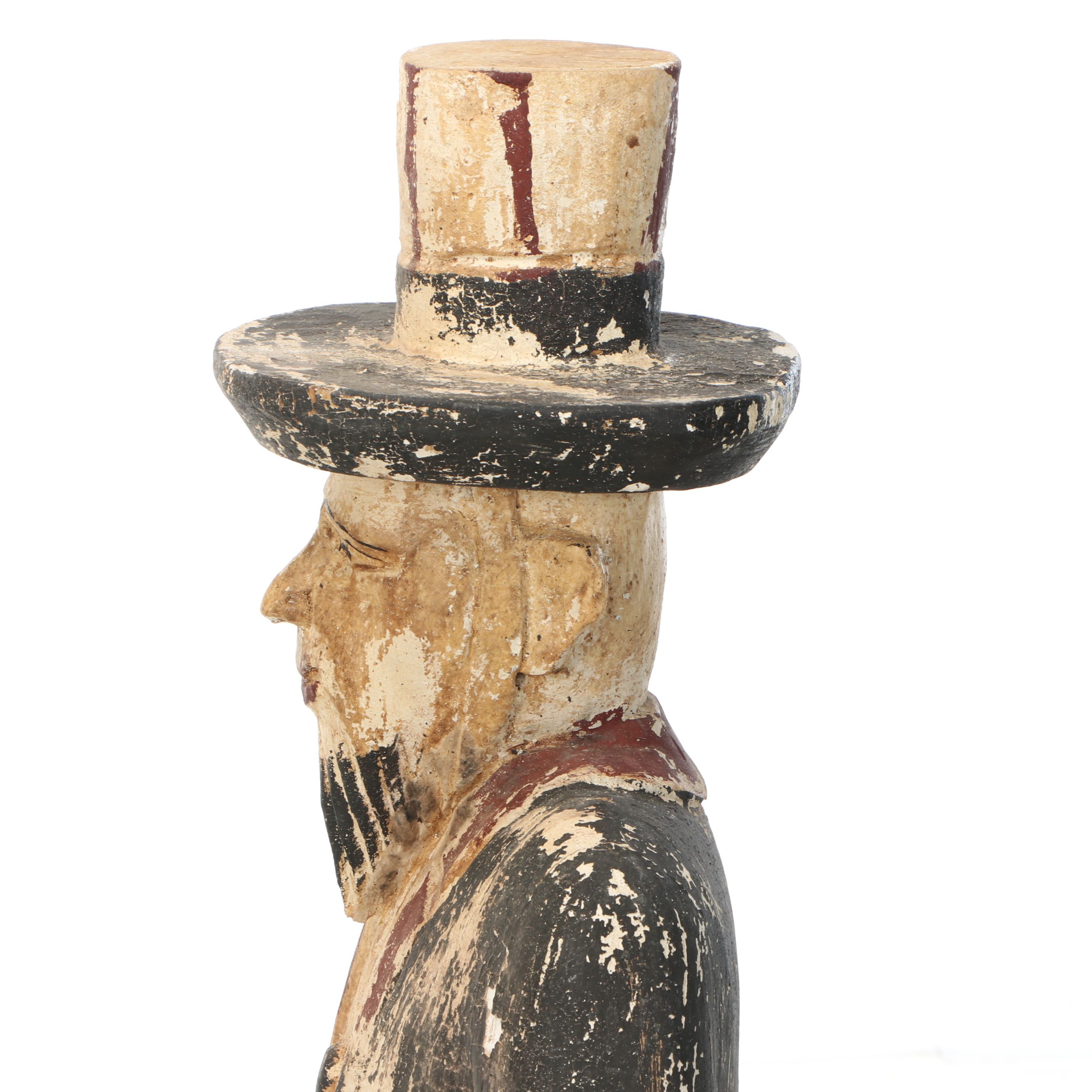 Folk Art Style Polychrome Decorated Wood Uncle Sam
