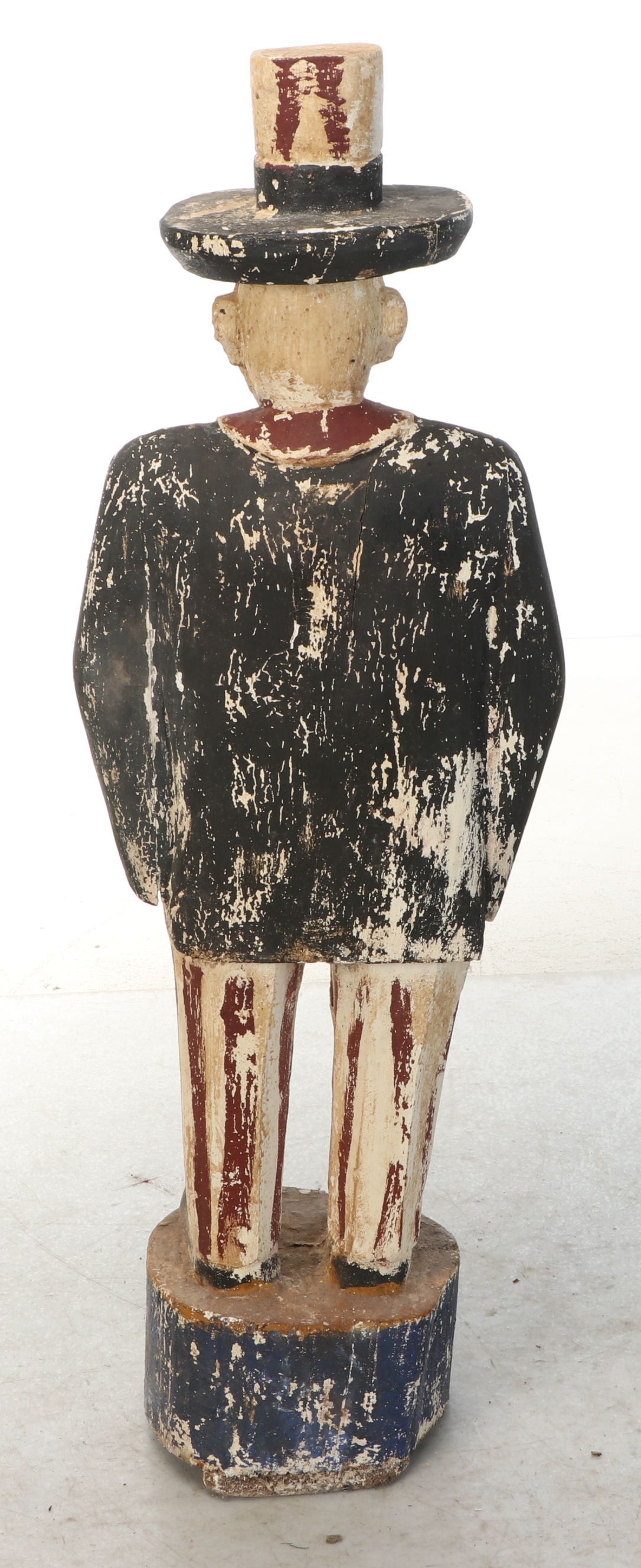 Folk Art Style Polychrome Decorated Wood Uncle Sam