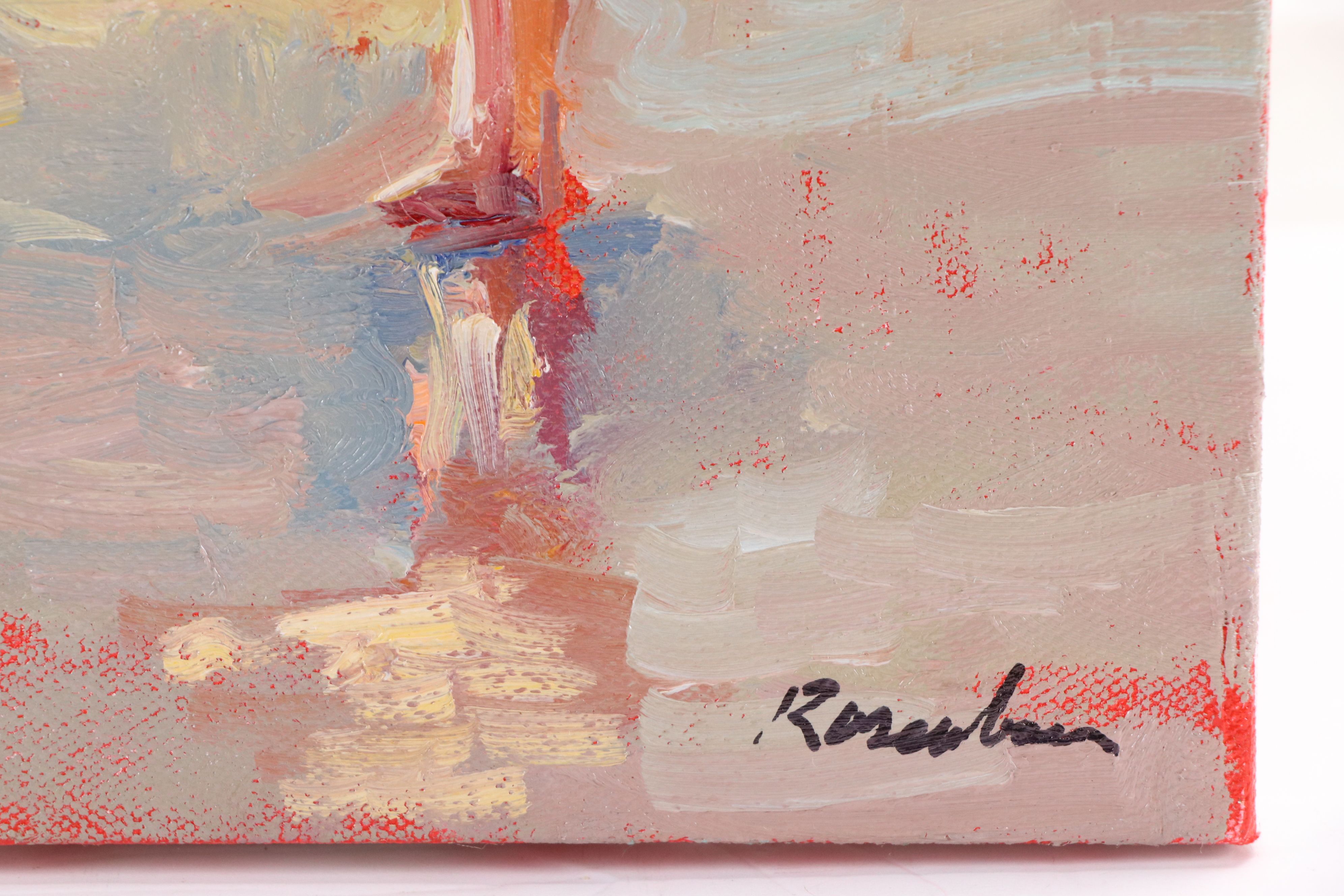 Sally Rosenbaum Oil Painting of Girl on Shore, 21st Century