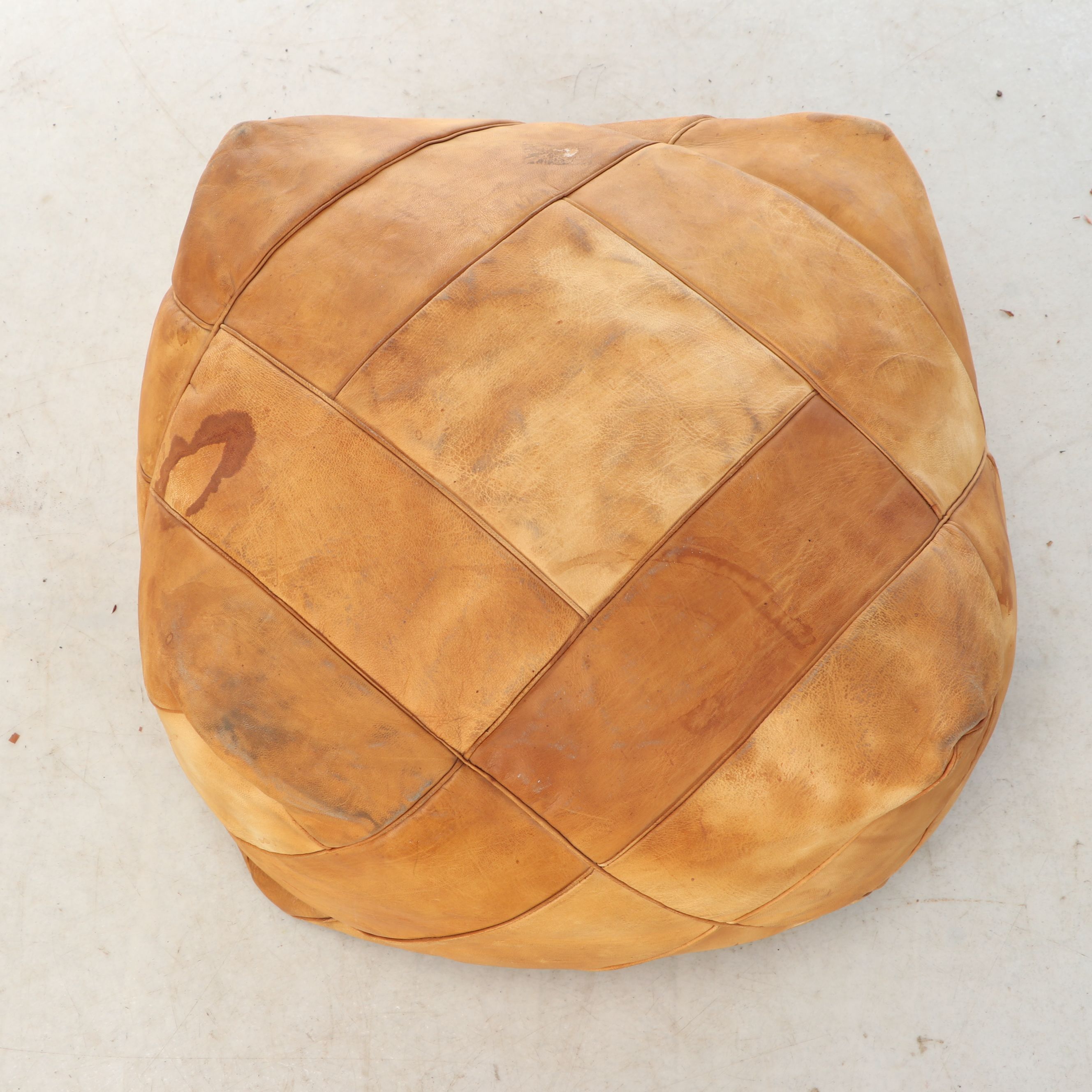 Moroccan Style Patchwork Leather Pouf