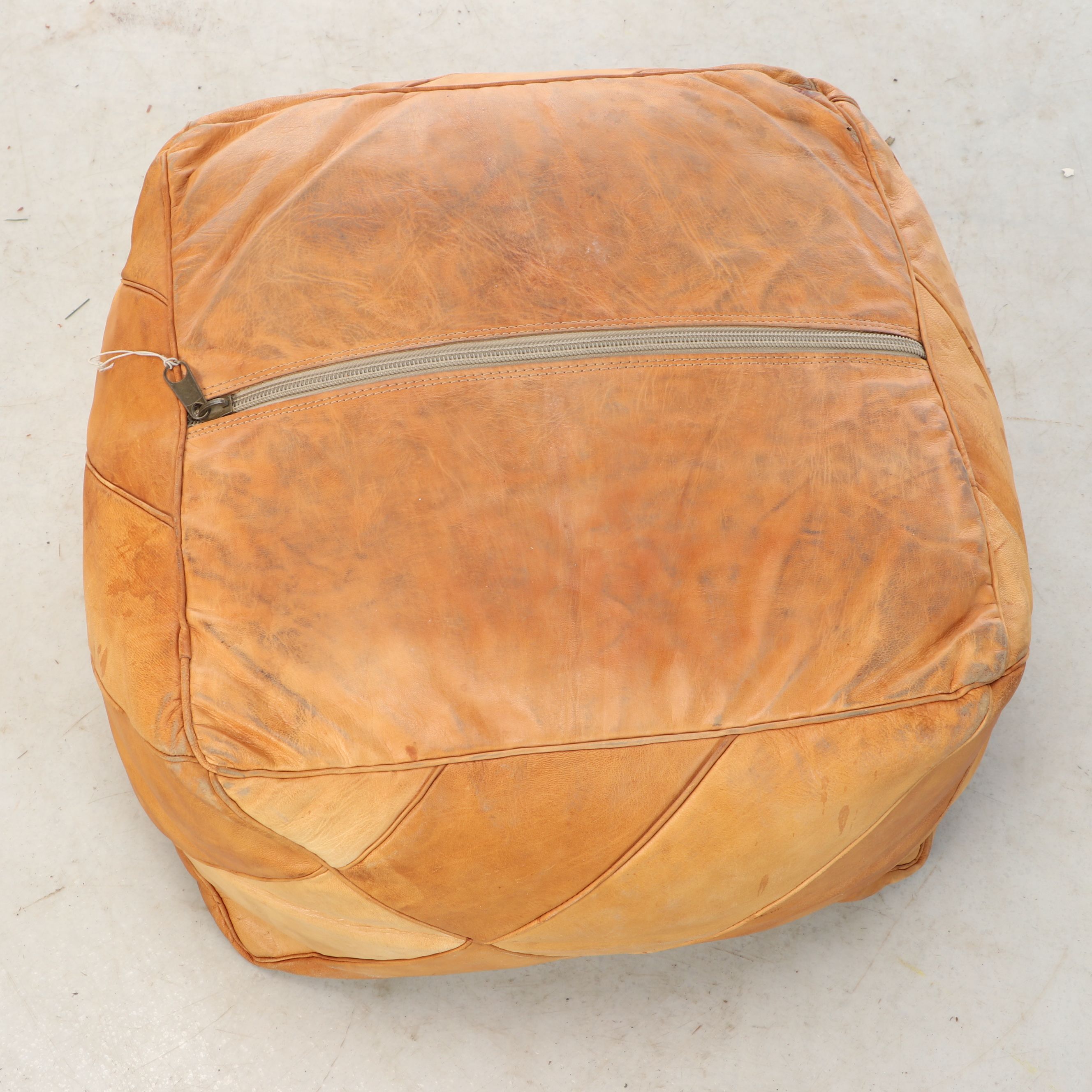 Moroccan Style Patchwork Leather Pouf