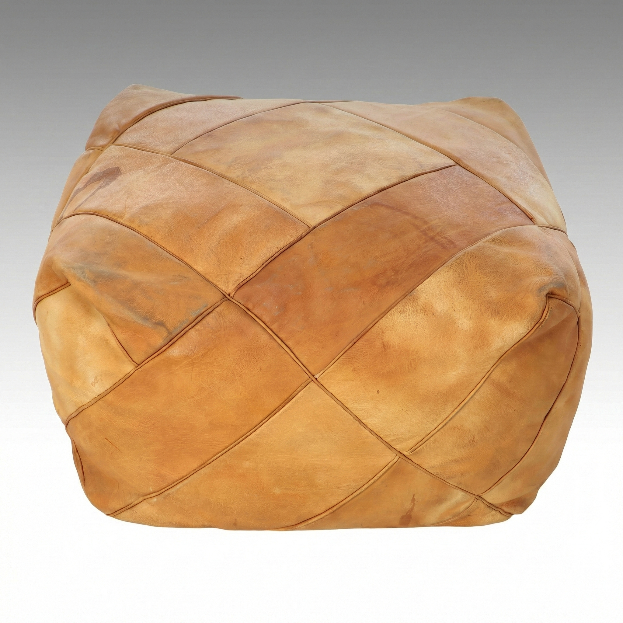 Moroccan Style Patchwork Leather Pouf