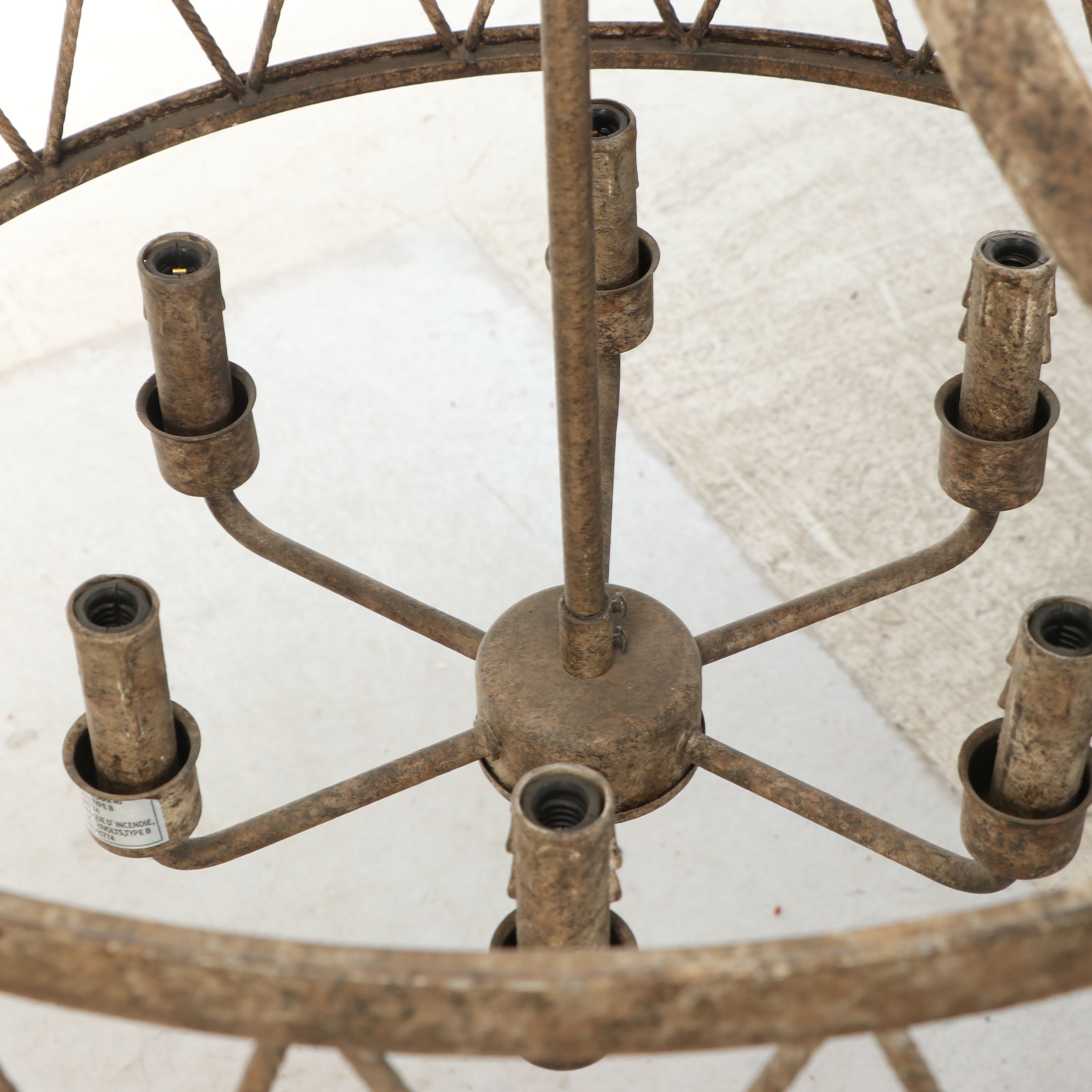 Modernist Metal Wire Diamond Drum Pendant Light