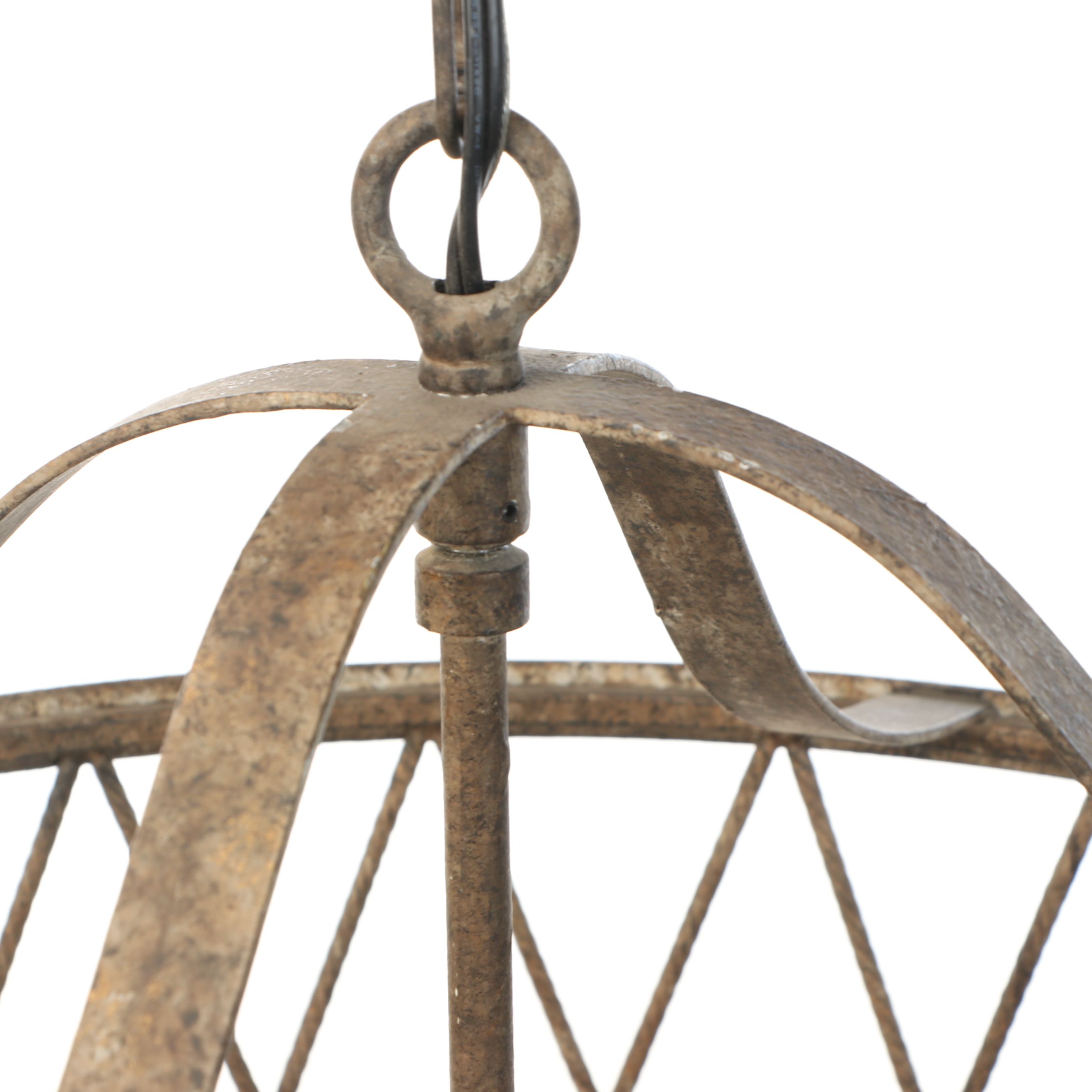 Modernist Metal Wire Diamond Drum Pendant Light