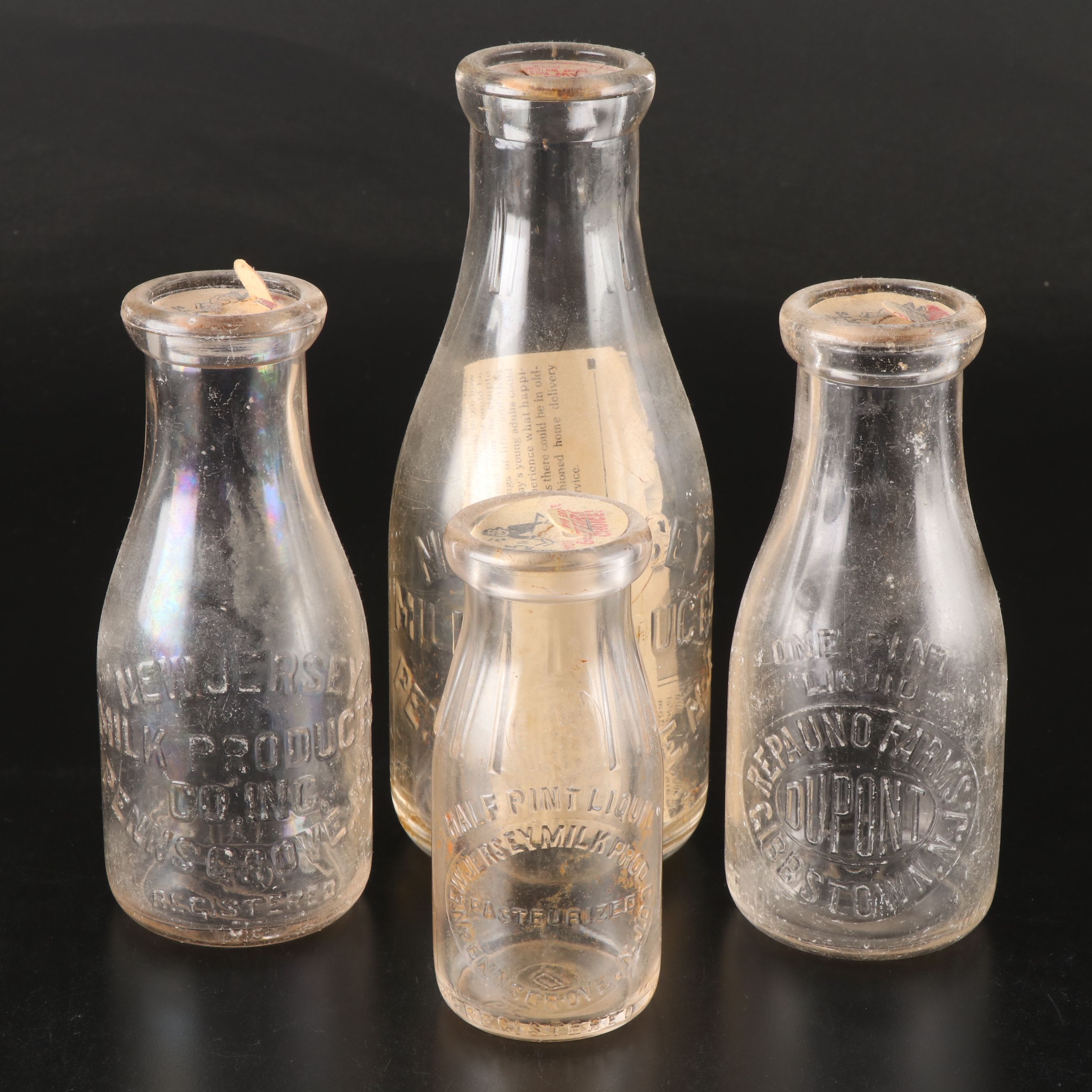 New Jersey Milk Products Co. and Dupont Antique Glass Milk Bottles