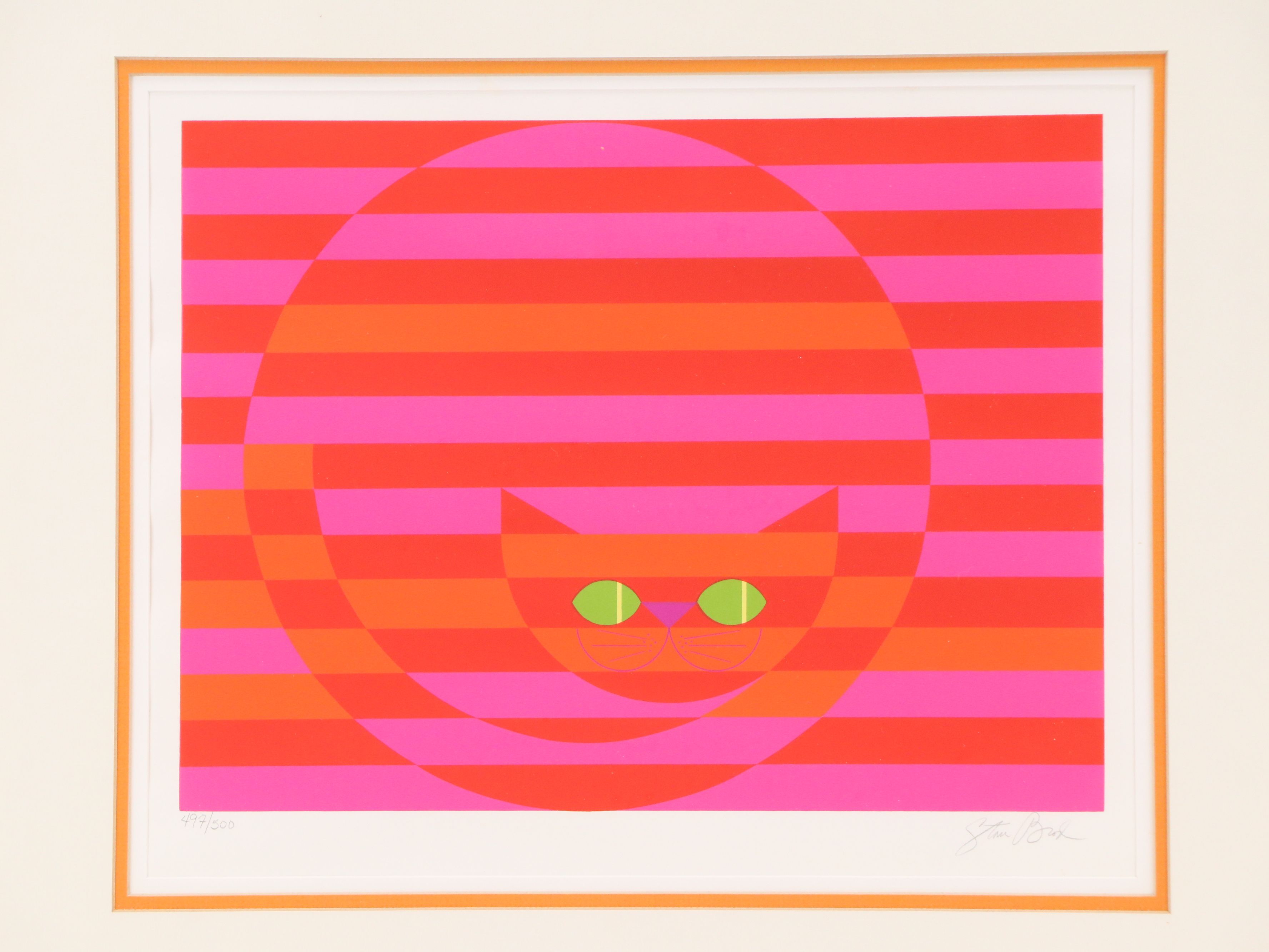 Stan Brod Serigraph "Circle Cat," Mid to Late 20th Century