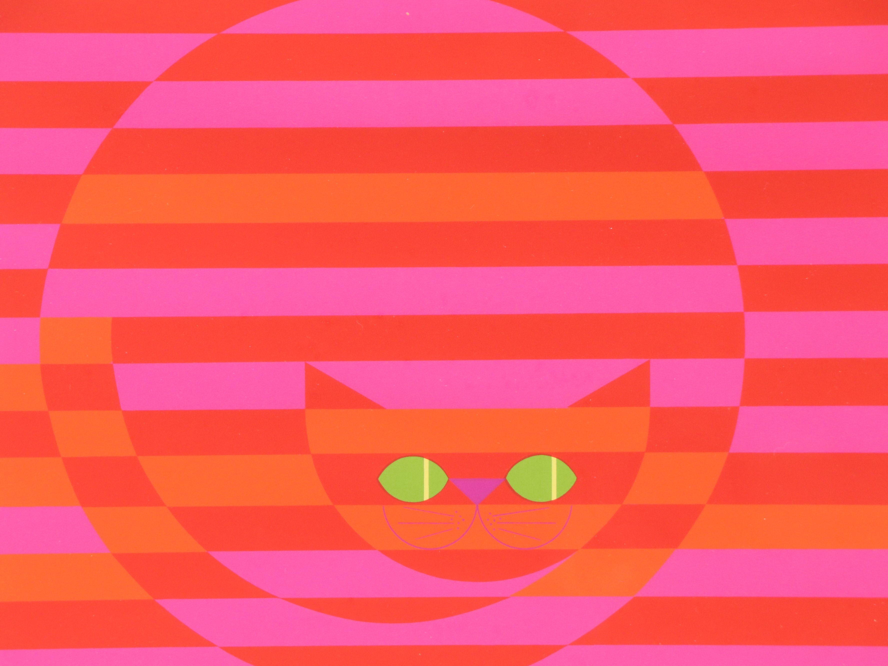 Stan Brod Serigraph "Circle Cat," Mid to Late 20th Century