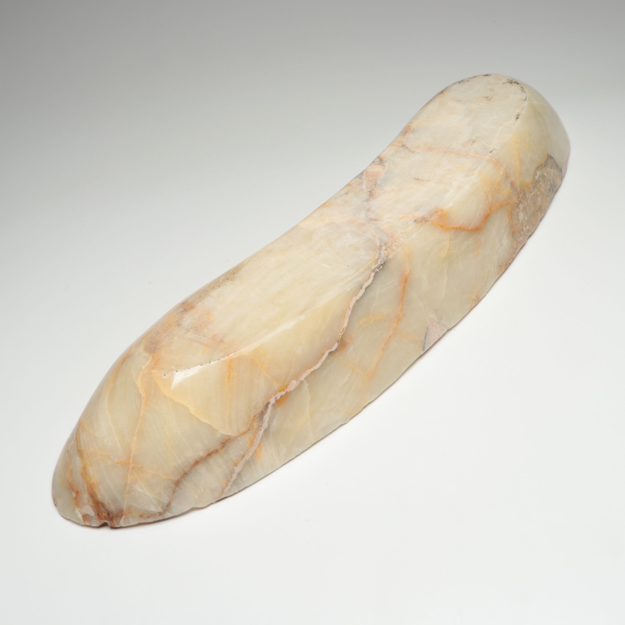 Polished Calcite Marble Decorative Canoe Bowl