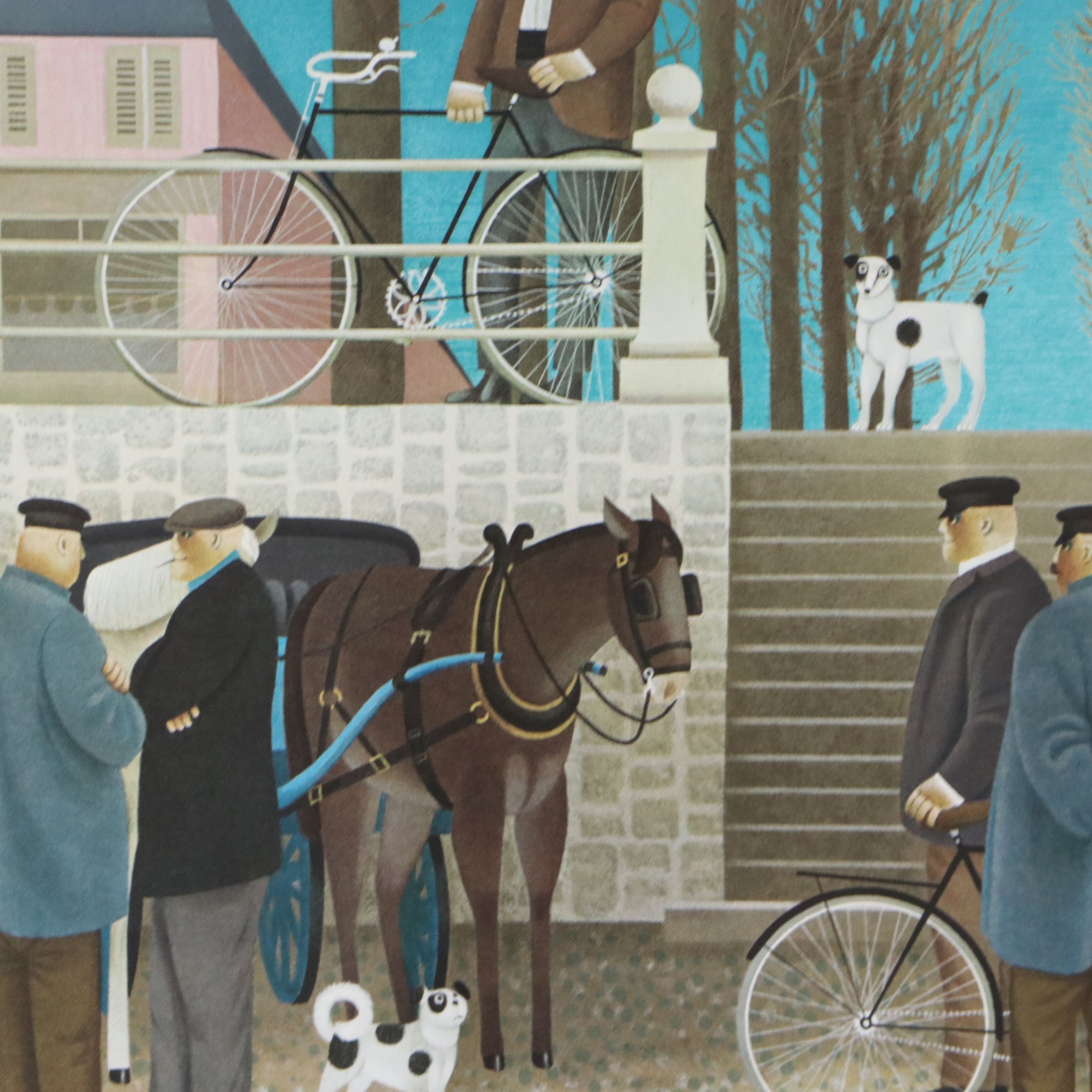 Jan Balet Lithograph "Village Gathering"