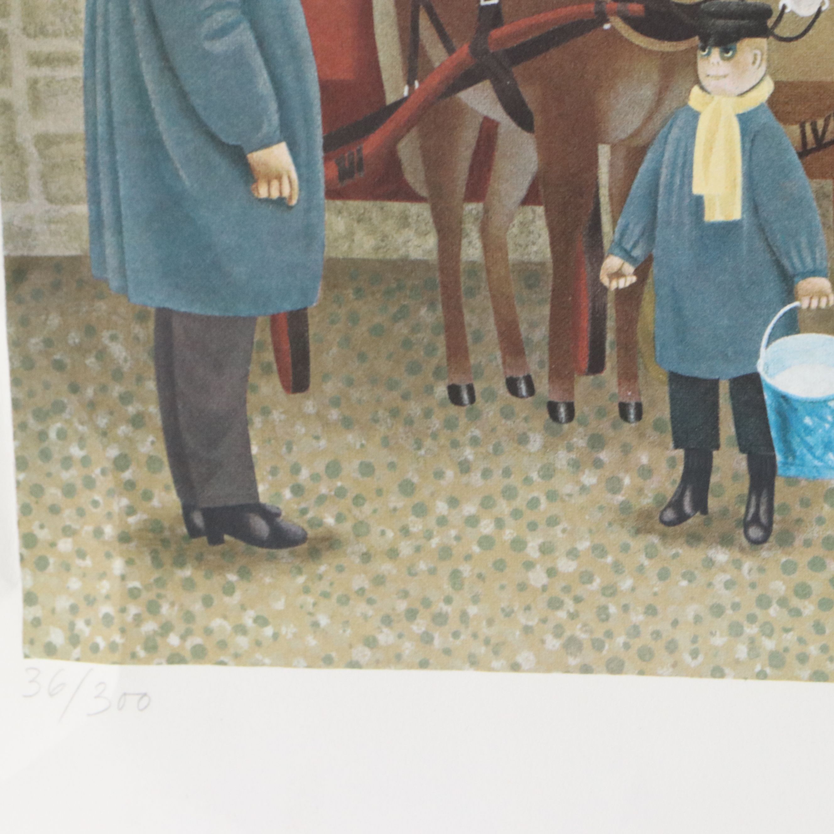 Jan Balet Lithograph "Village Gathering"