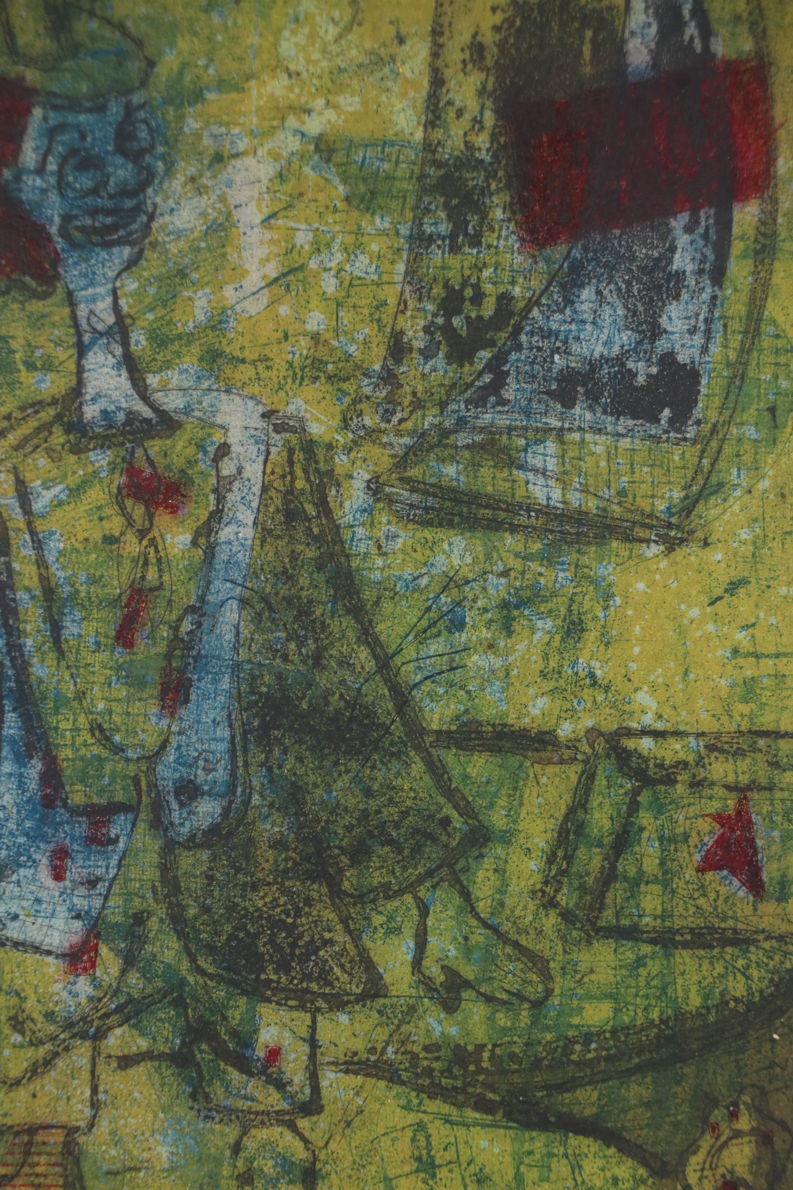 Jack D. Moore Four Plate Etching with Aquatint "Clown," 1949