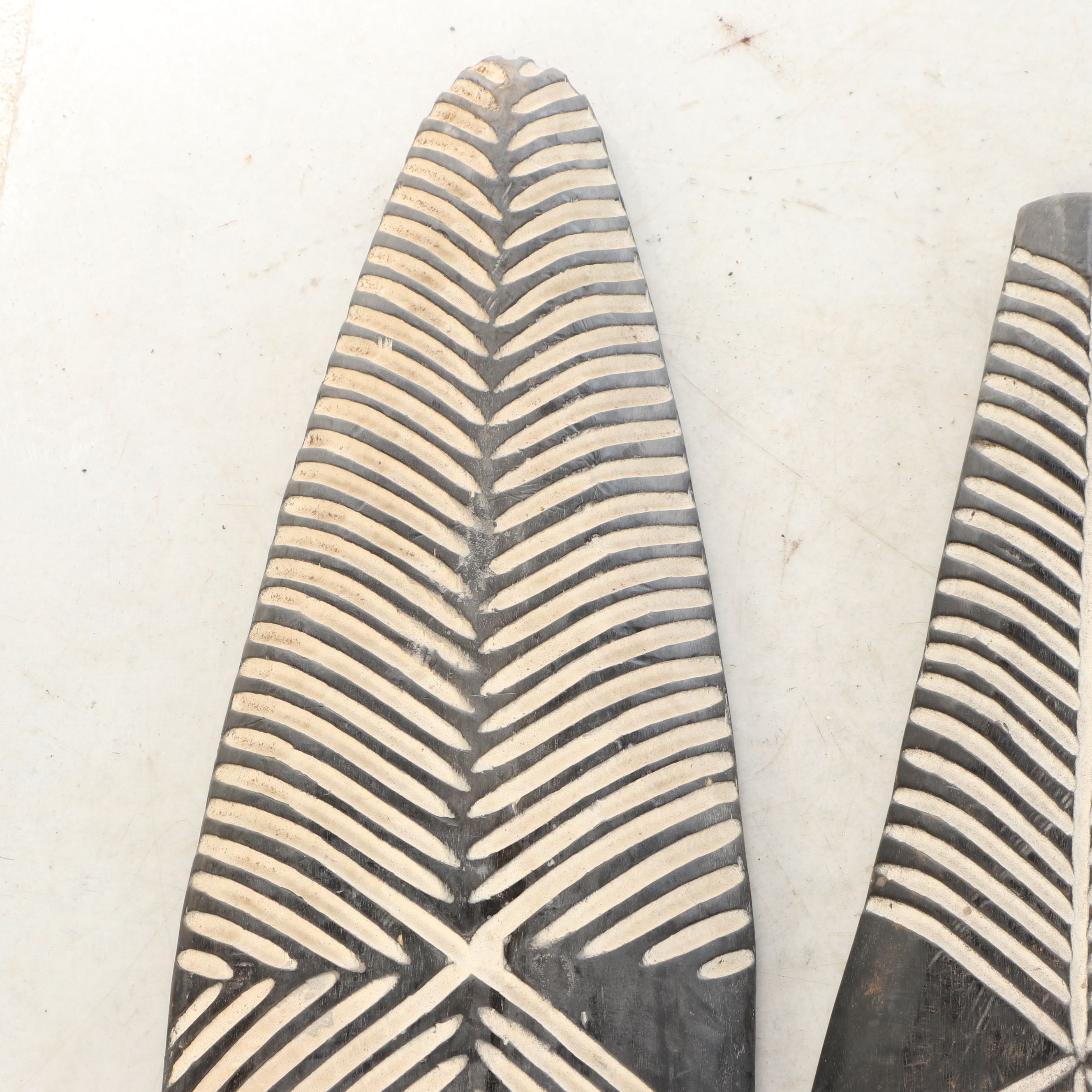 Three Cameroon Bamileke Carved Wood Long Shields