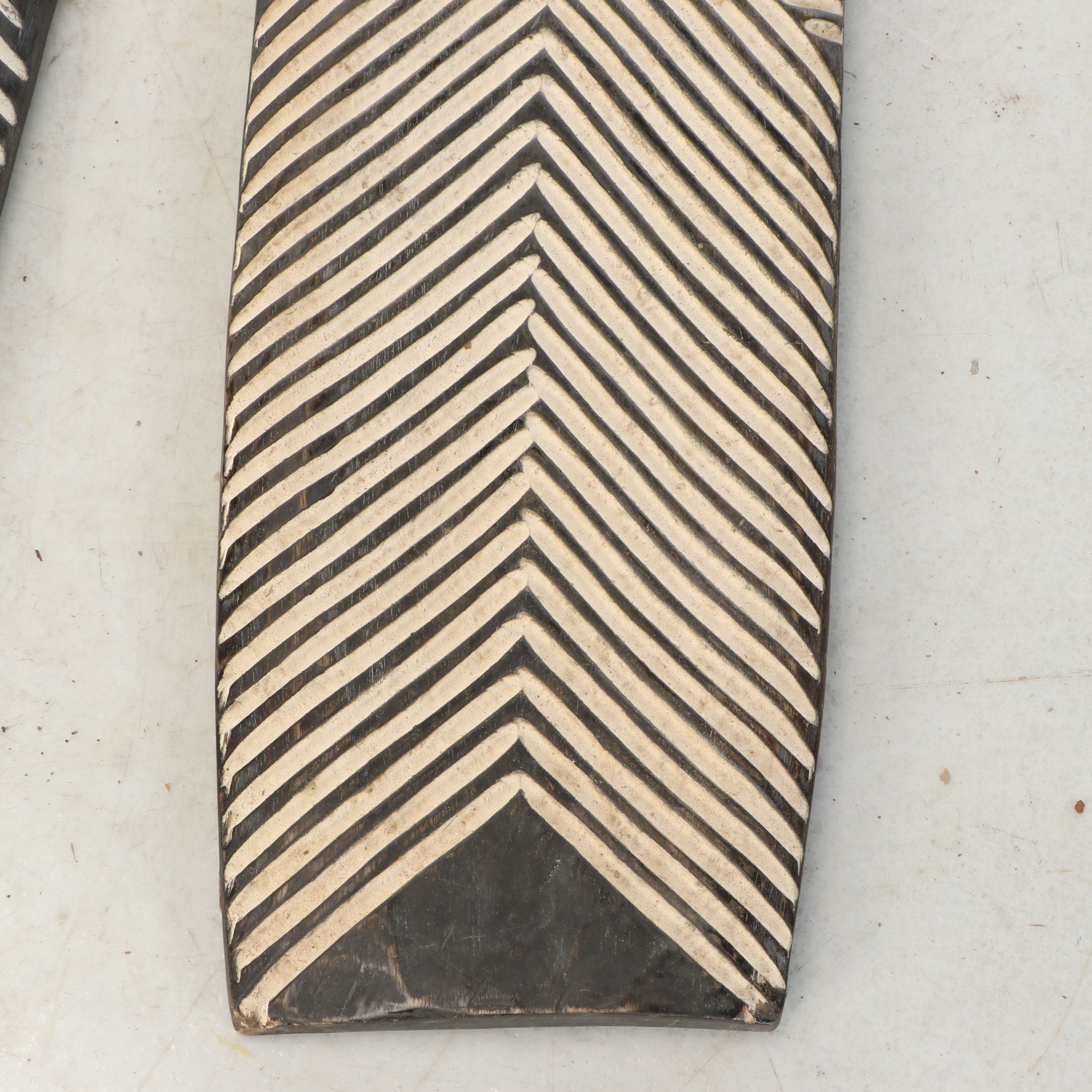 Three Cameroon Bamileke Carved Wood Long Shields