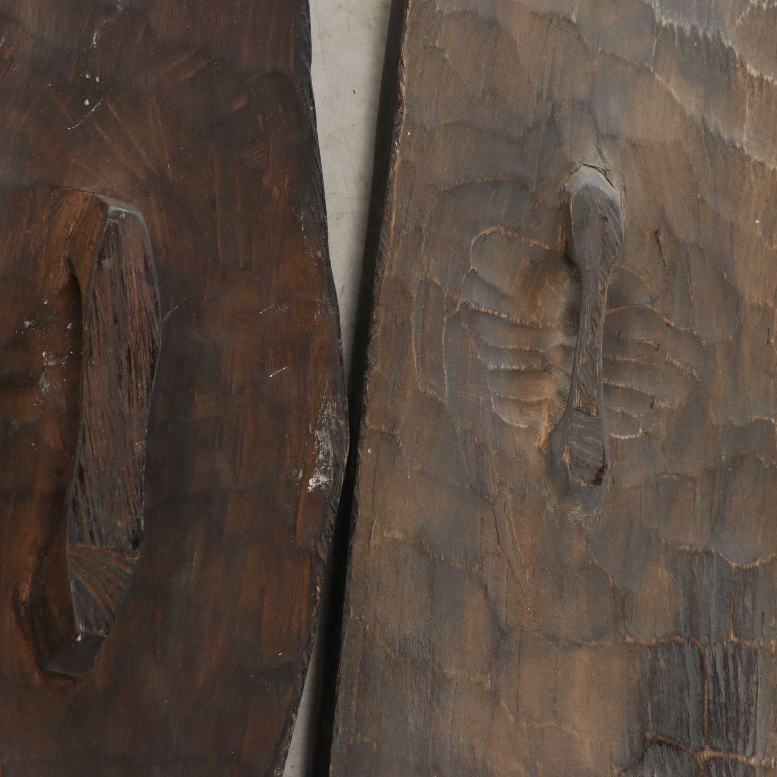 Three Cameroon Bamileke Carved Wood Long Shields