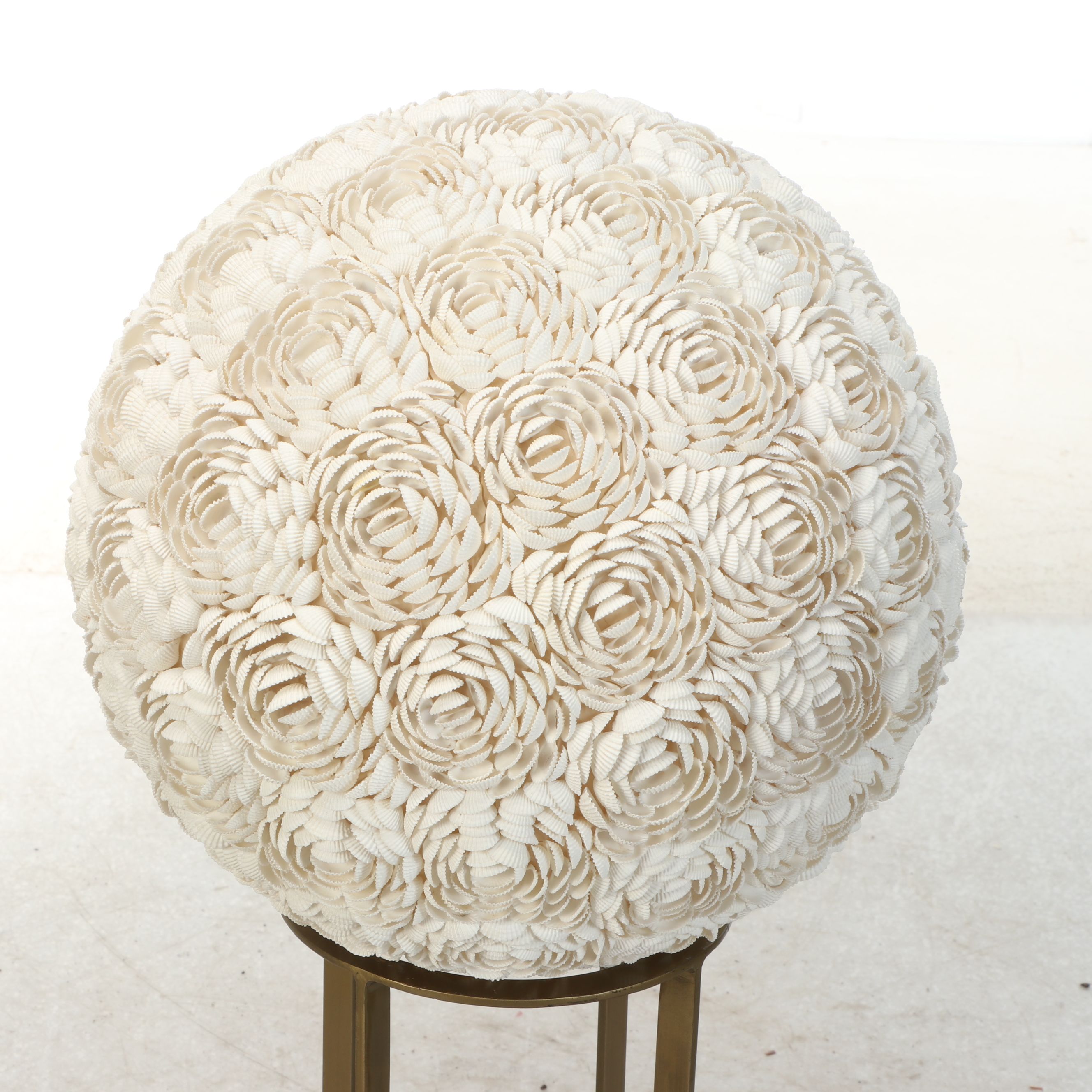Seashell Clamrose Lamp Cover with Brass Stand and Other Clam Shell Orb